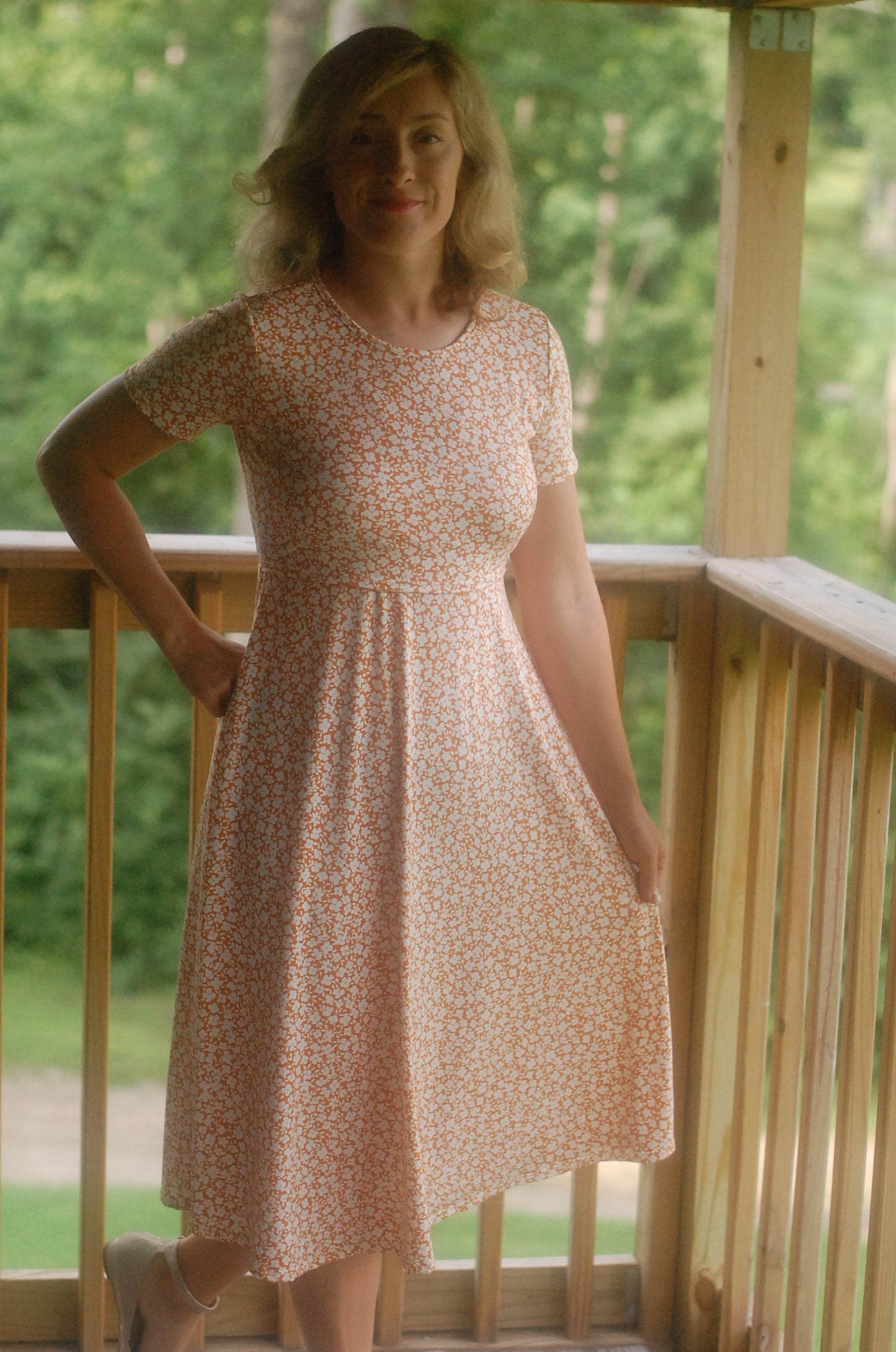 "Summer Blossom" Round Neck Twirl Nursing Friendly Dress