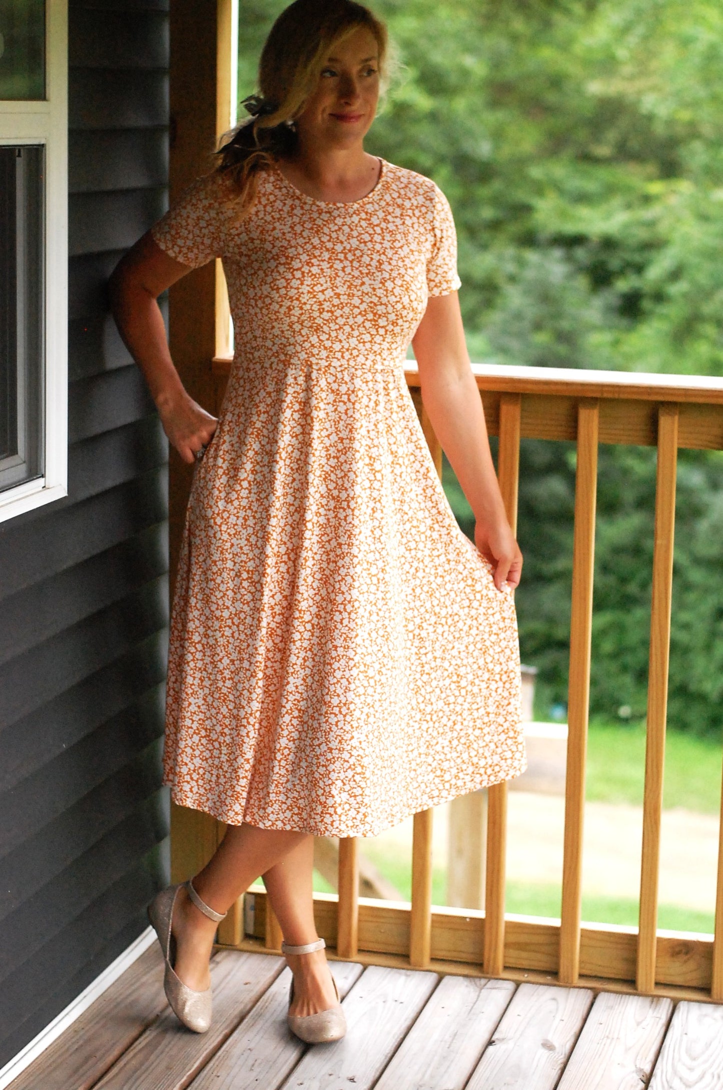 "Summer Blossom" Round Neck Twirl Nursing Friendly Dress