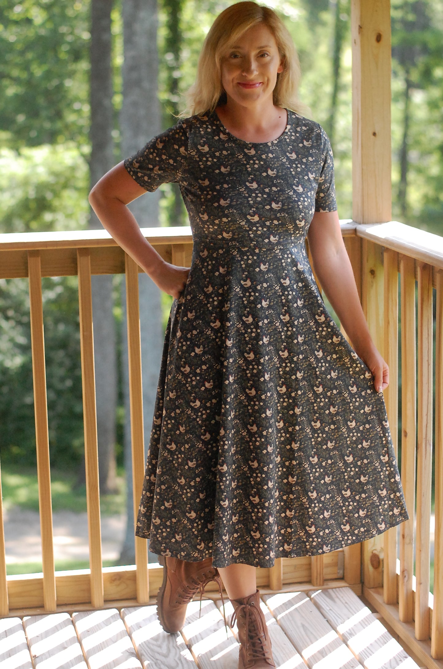 Pre-Order Cotton Chicken Print Nursing Friendly Dress