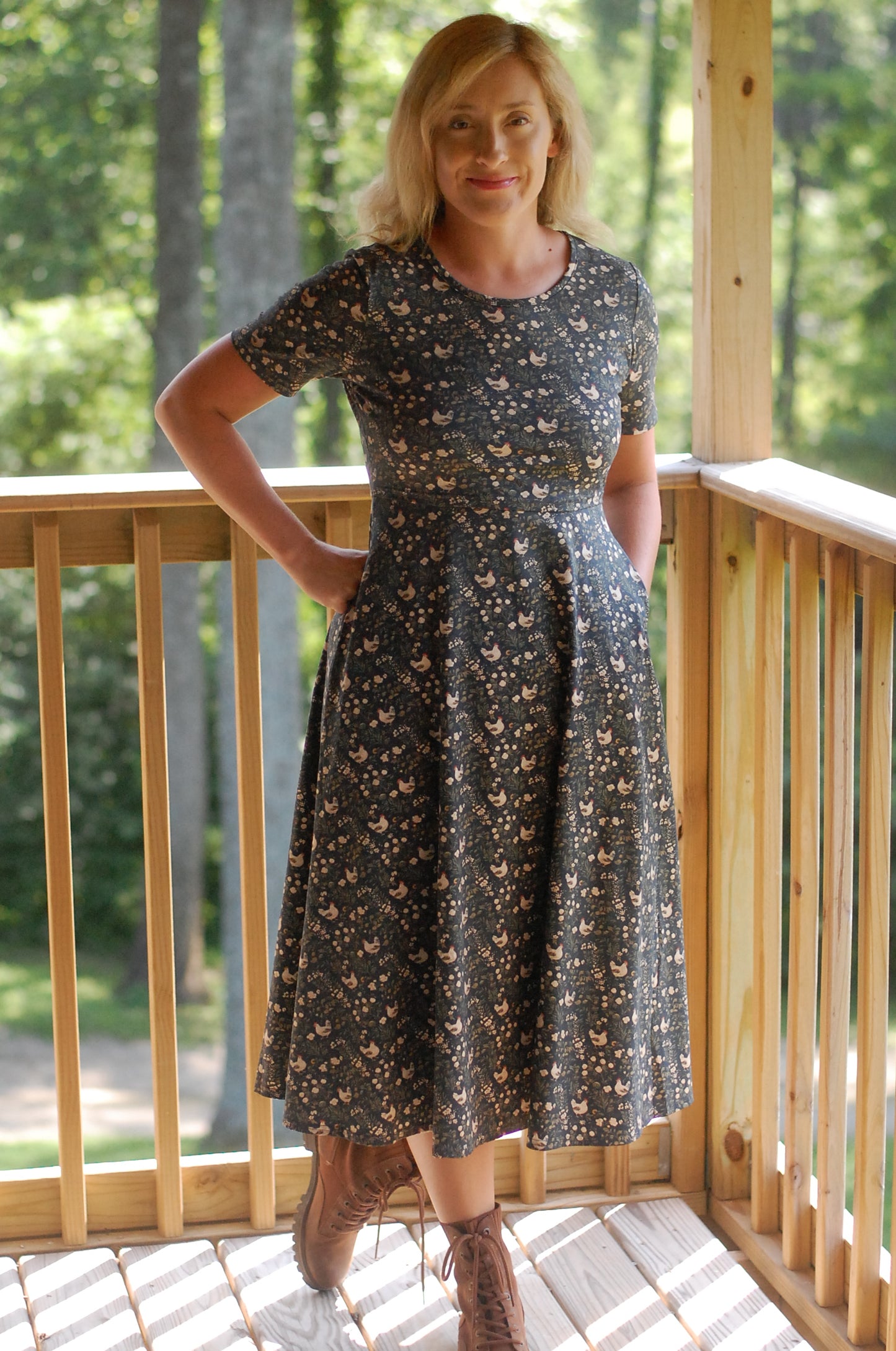 Pre-Order Cotton Chicken Print Nursing Friendly Dress