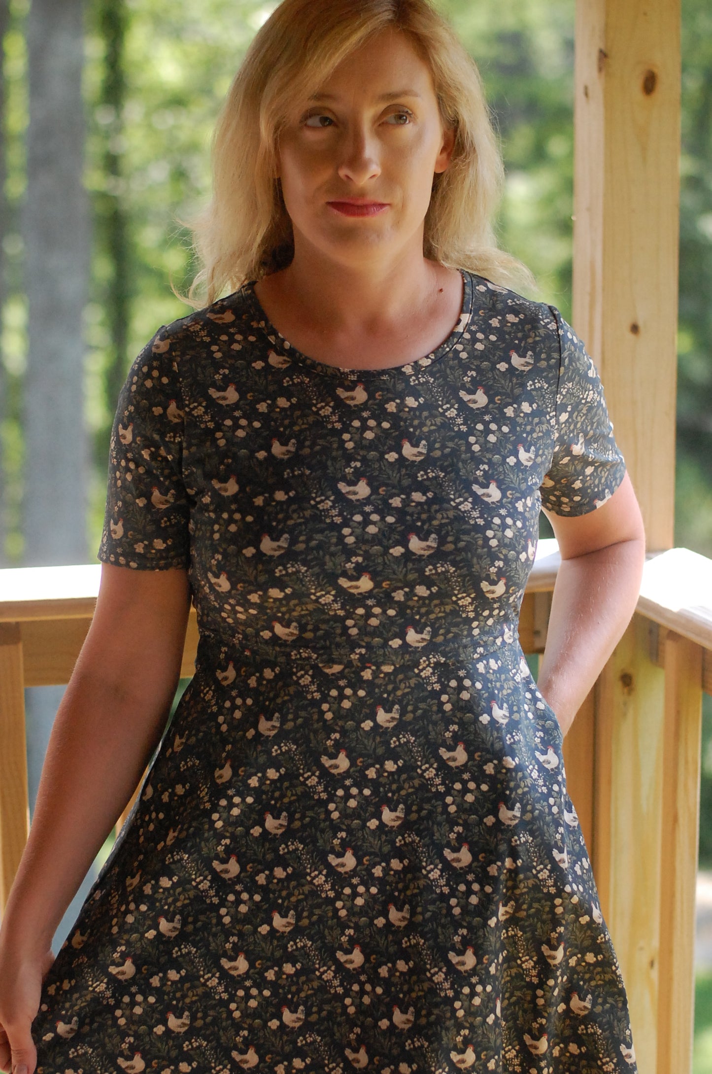 Pre-Order Cotton Chicken Print Nursing Friendly Dress