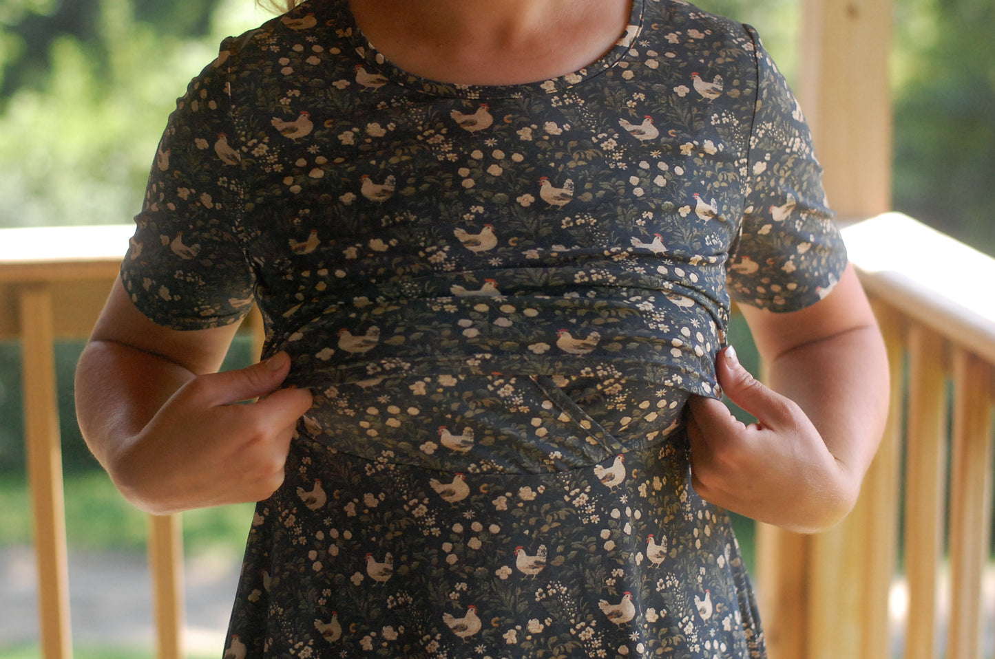Pre-Order Cotton Chicken Print Nursing Friendly Dress