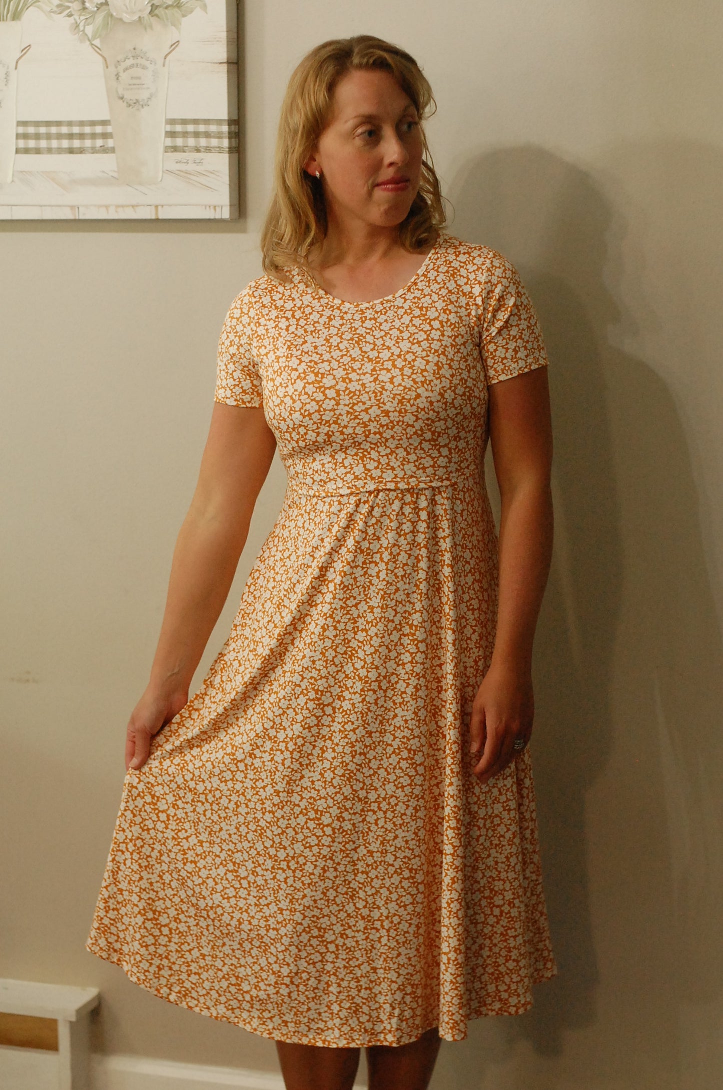 "Summer Blossom" Round Neck Twirl Nursing Friendly Dress