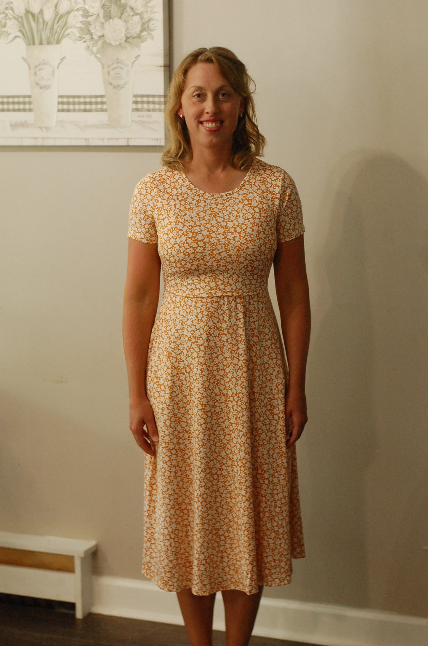 "Summer Blossom" Round Neck Twirl Nursing Friendly Dress