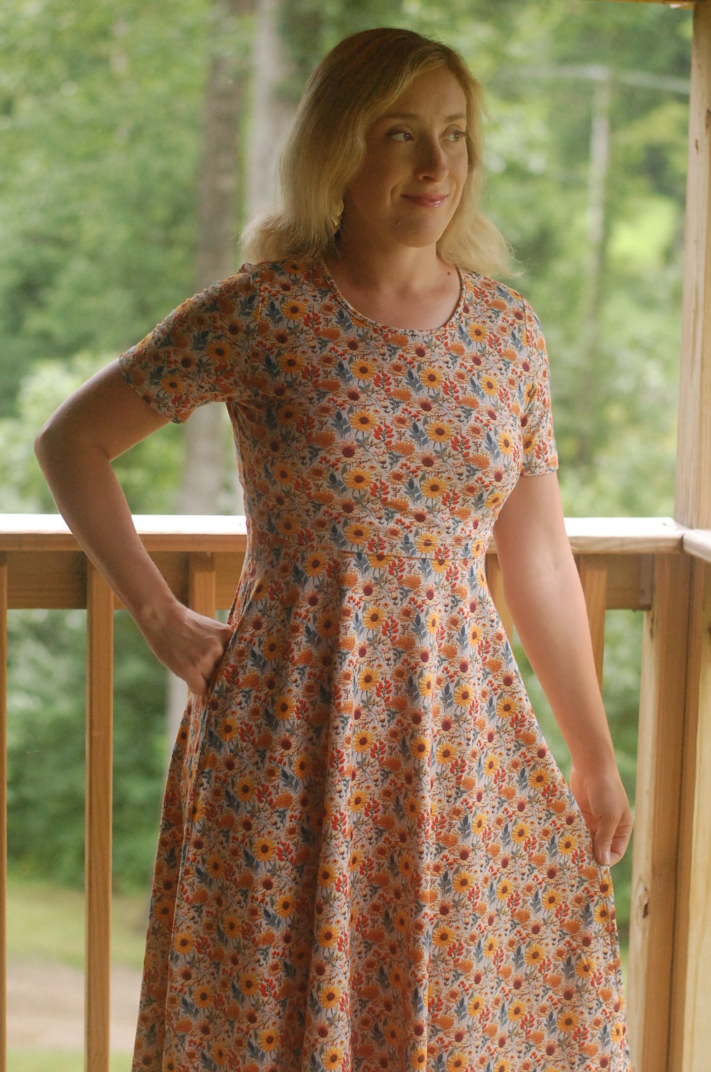 Pre-Order Cotton Sunflower Floral Nursing Friendly Twirl Dress