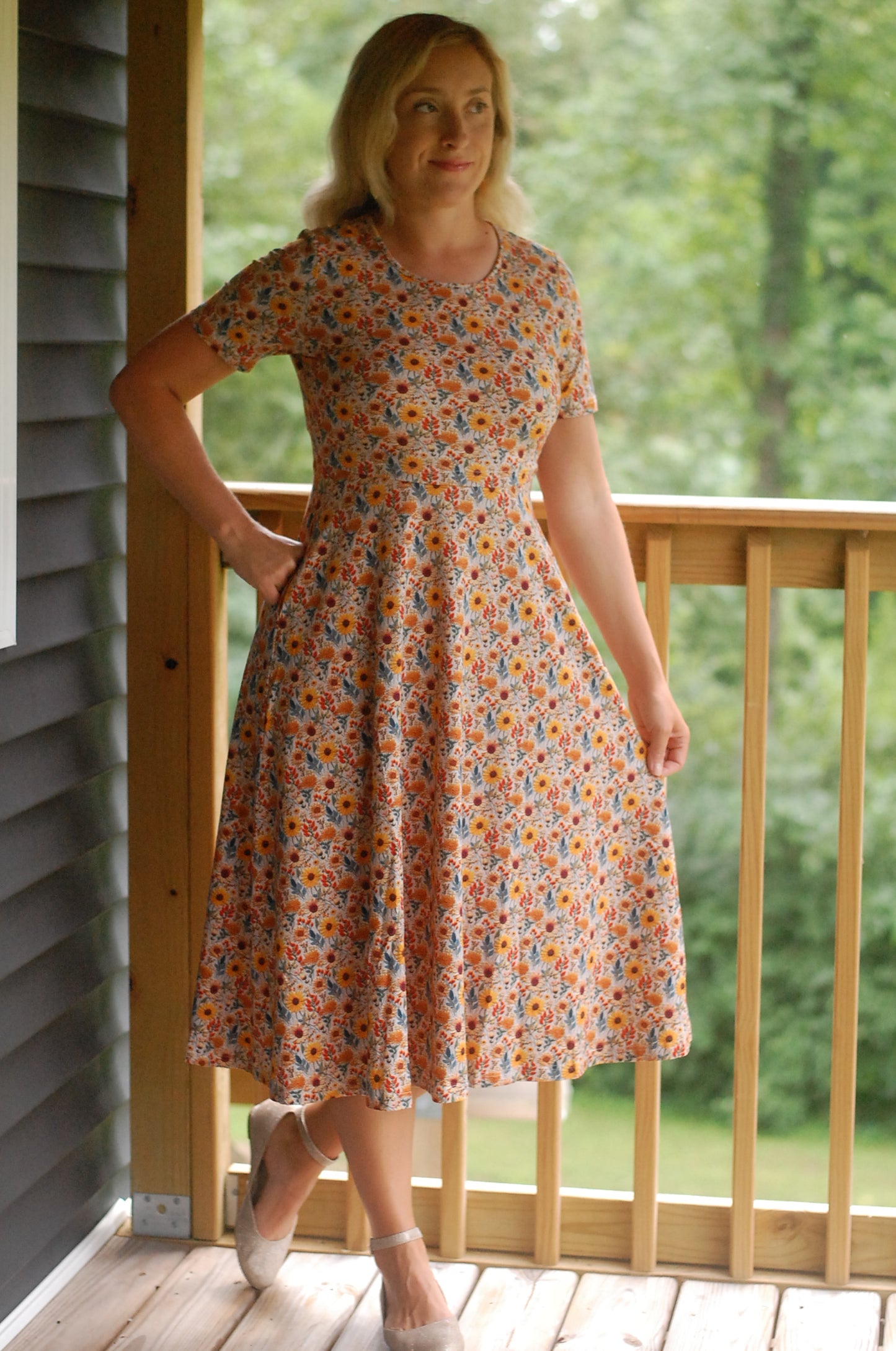 Pre-Order Cotton Sunflower Floral Nursing Friendly Twirl Dress