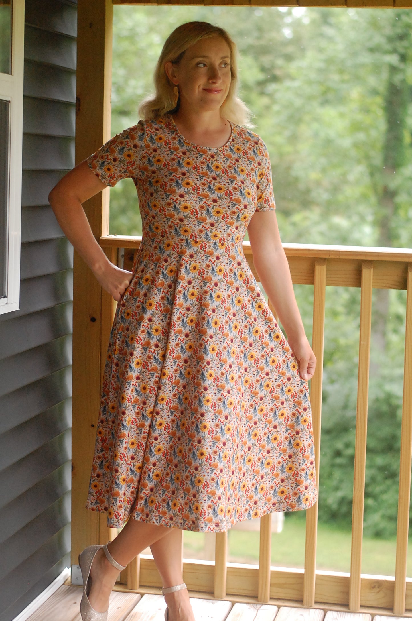 Pre-Order Cotton Sunflower Floral Nursing Friendly Twirl Dress