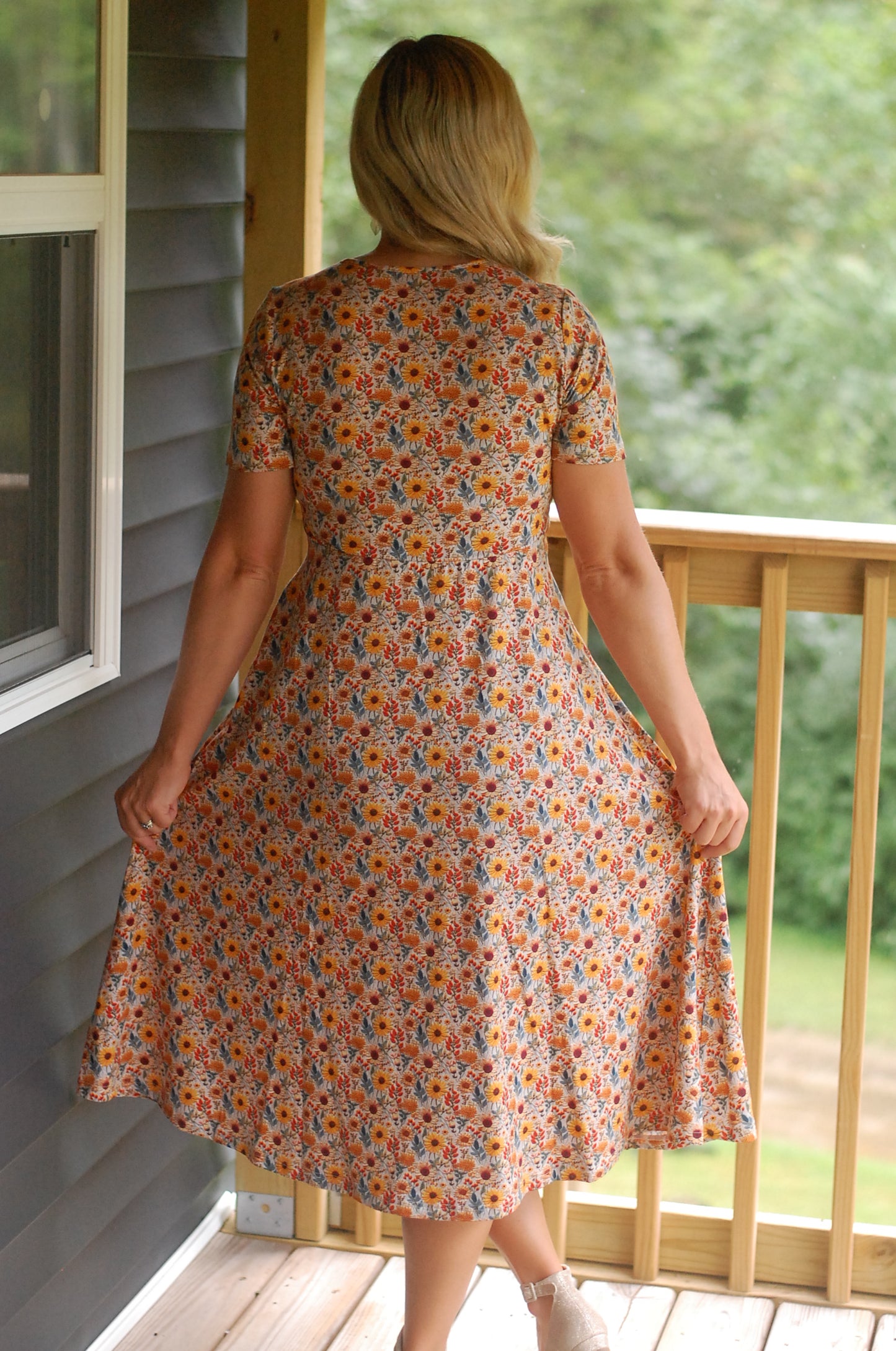 Pre-Order Cotton Sunflower Floral Nursing Friendly Twirl Dress