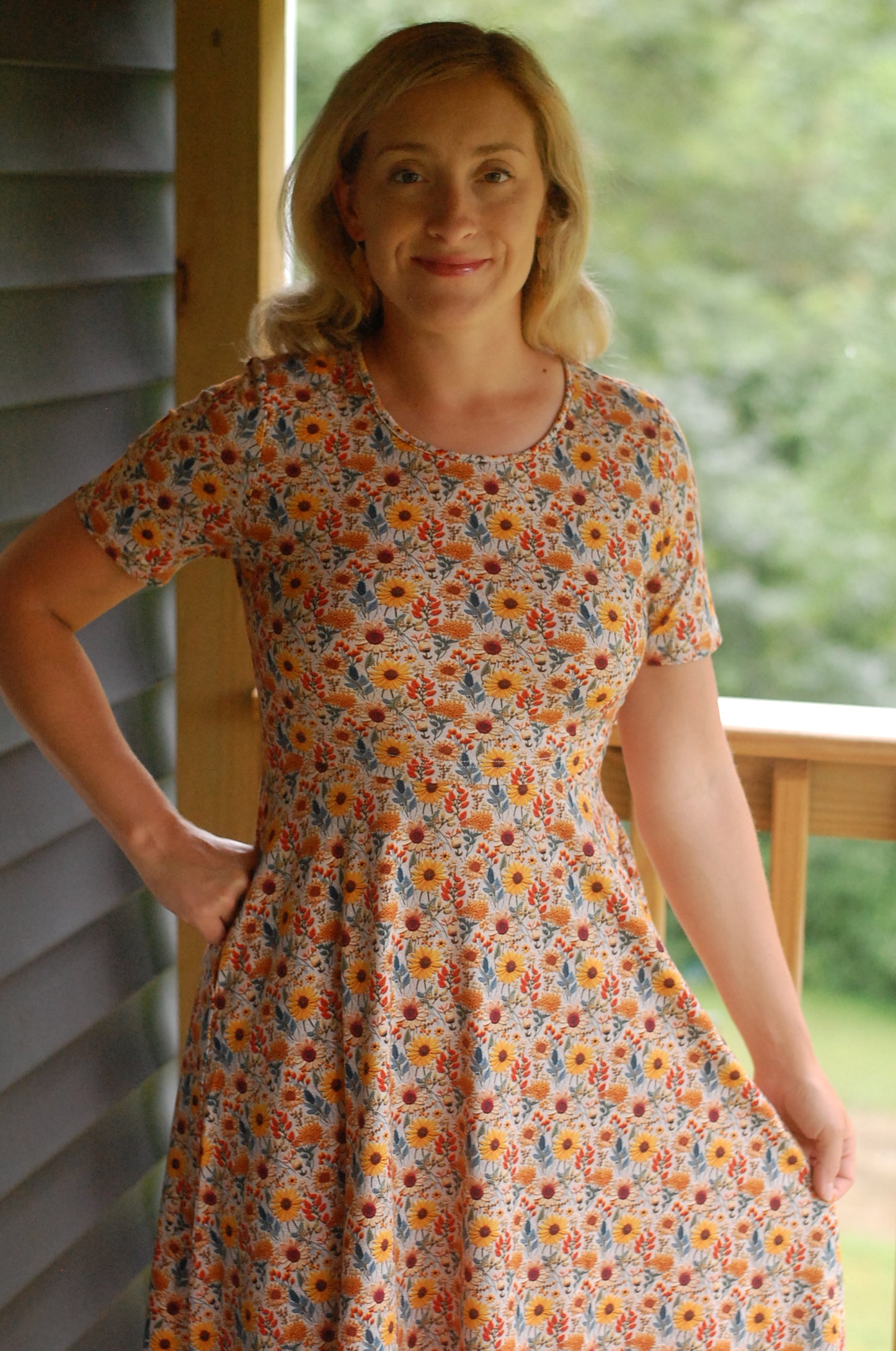 Pre-Order Cotton Sunflower Floral Nursing Friendly Twirl Dress