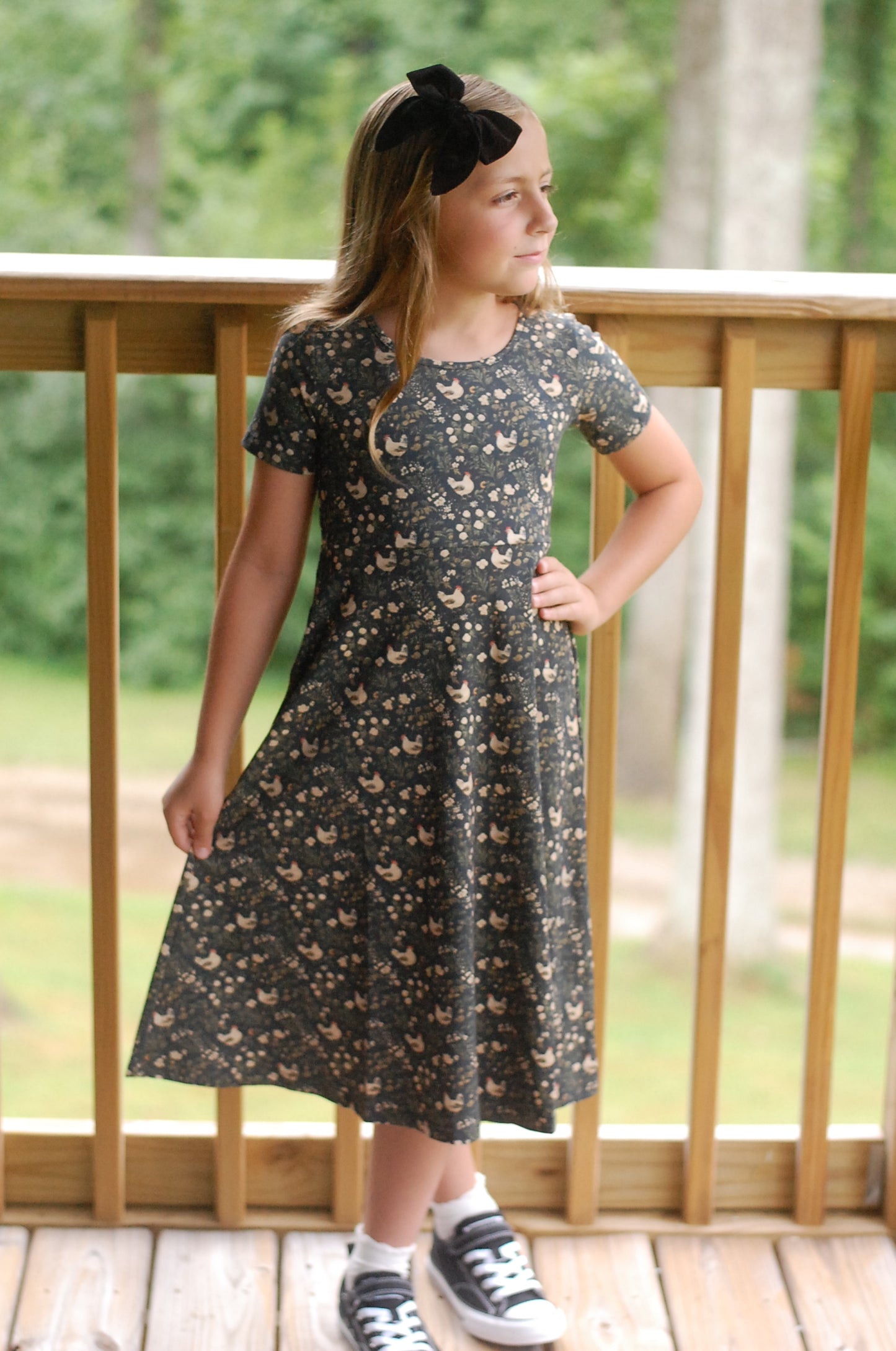Pre-Order Girls Cotton Chicken Print Twirl Dress