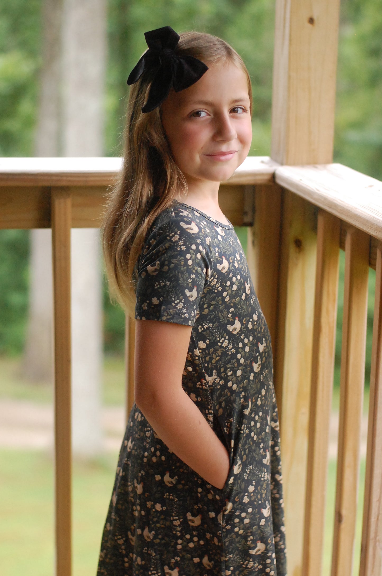 Pre-Order Girls Cotton Chicken Print Twirl Dress