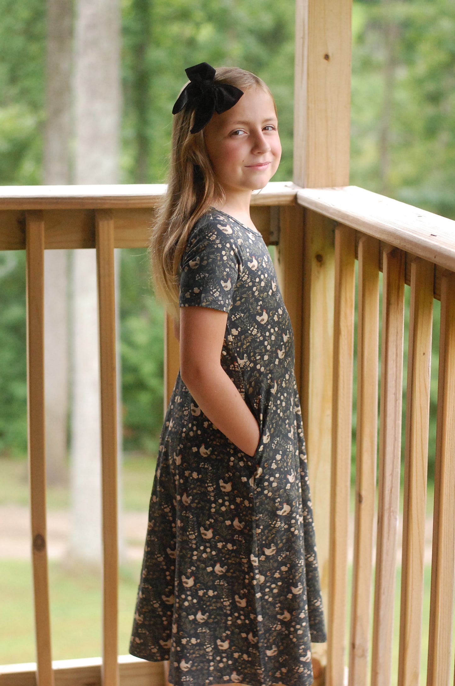 Pre-Order Girls Cotton Chicken Print Twirl Dress