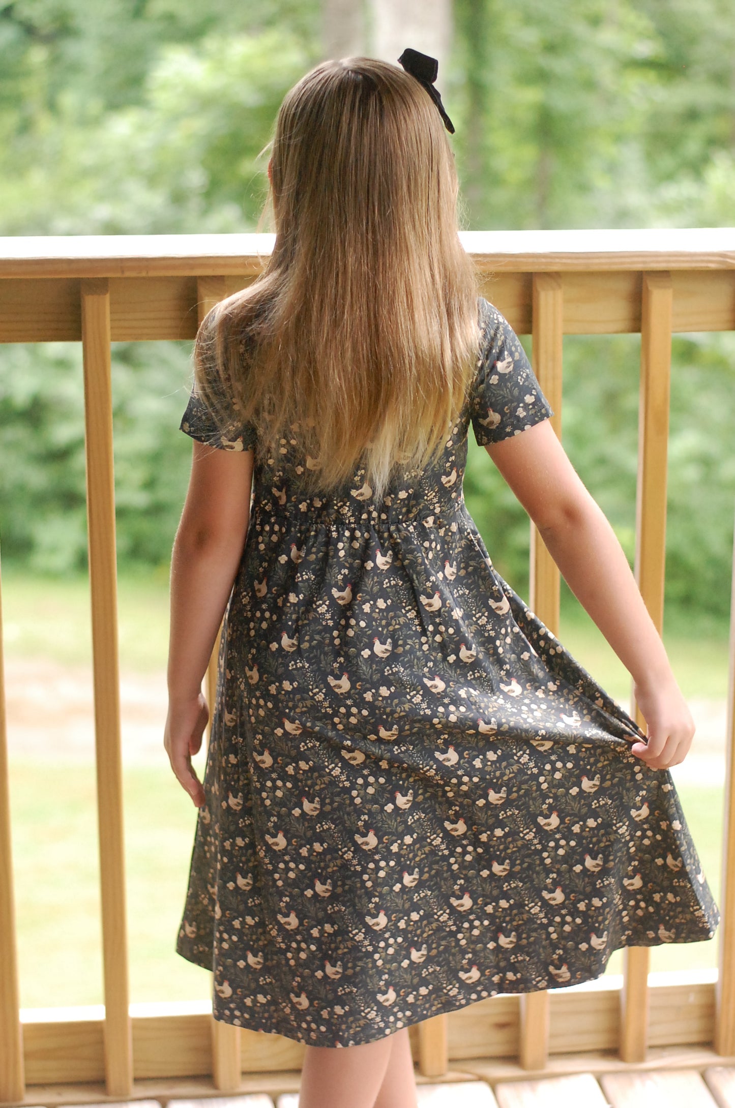 Pre-Order Girls Cotton Chicken Print Twirl Dress