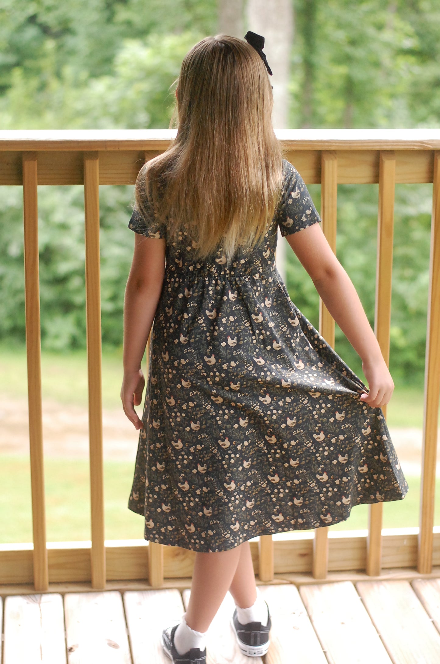 Pre-Order Girls Cotton Chicken Print Twirl Dress