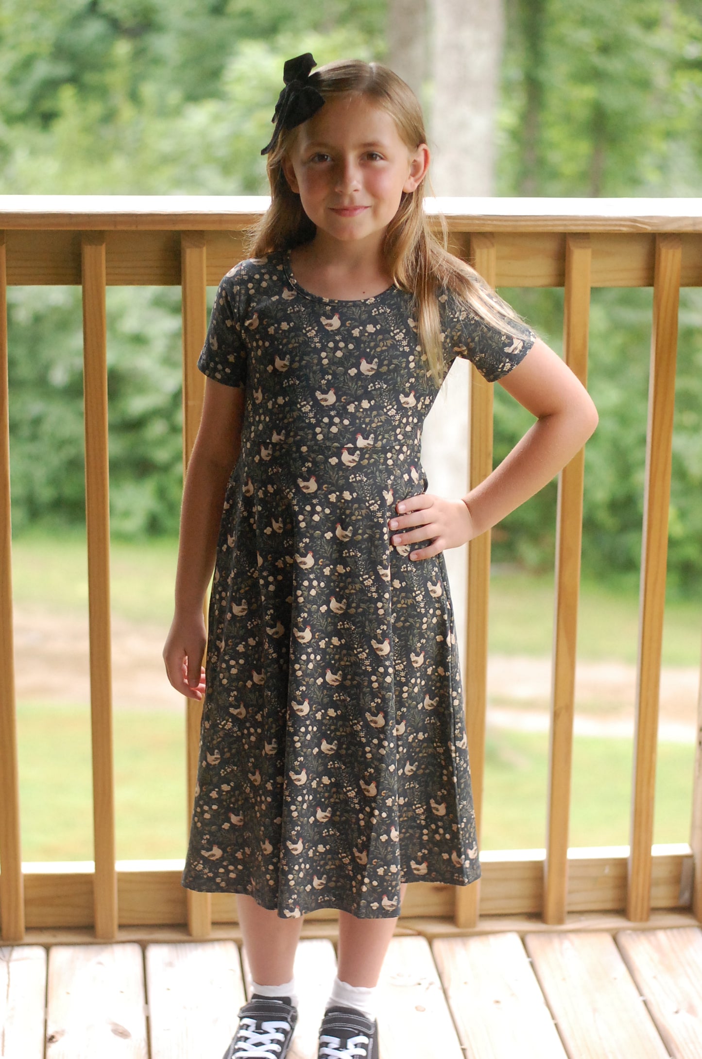 Pre-Order Girls Cotton Chicken Print Twirl Dress