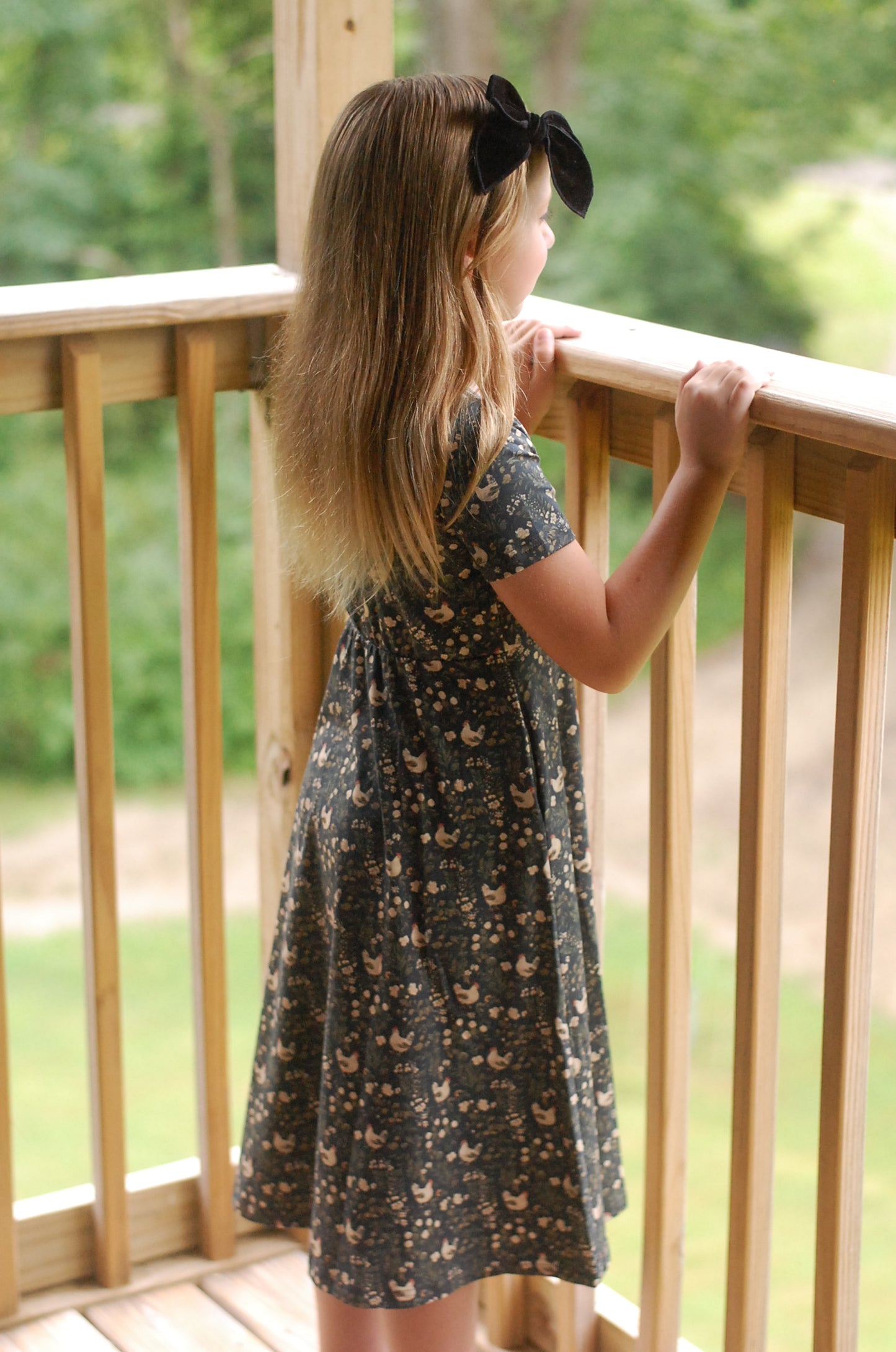 Pre-Order Girls Cotton Chicken Print Twirl Dress