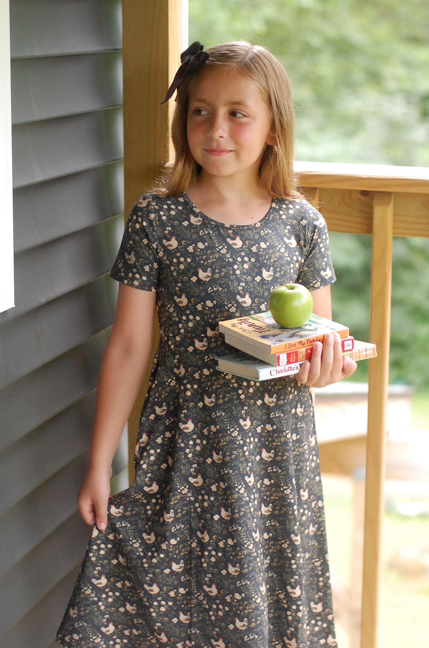 Pre-Order Girls Cotton Chicken Print Twirl Dress