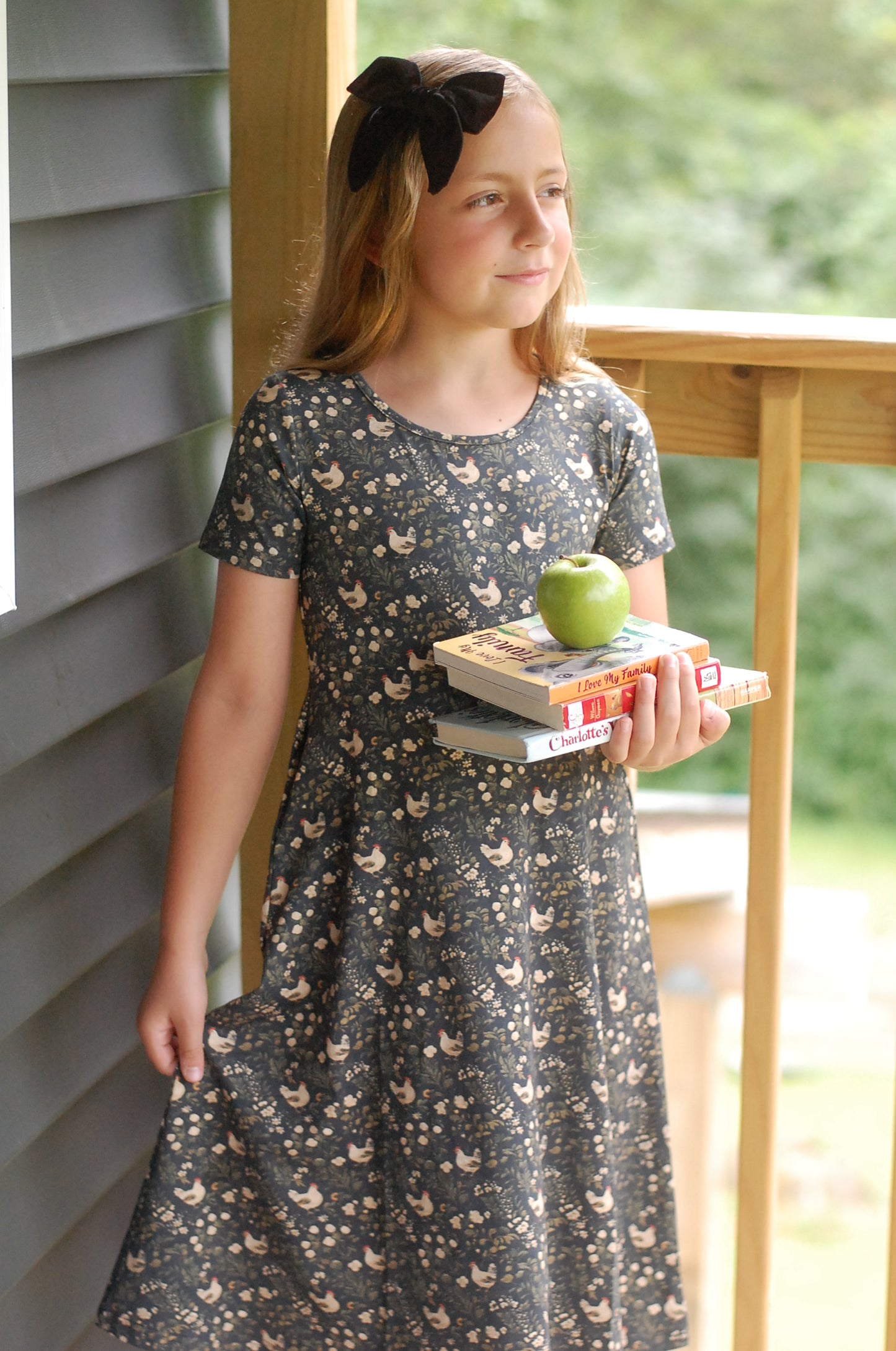 Pre-Order Girls Cotton Chicken Print Twirl Dress