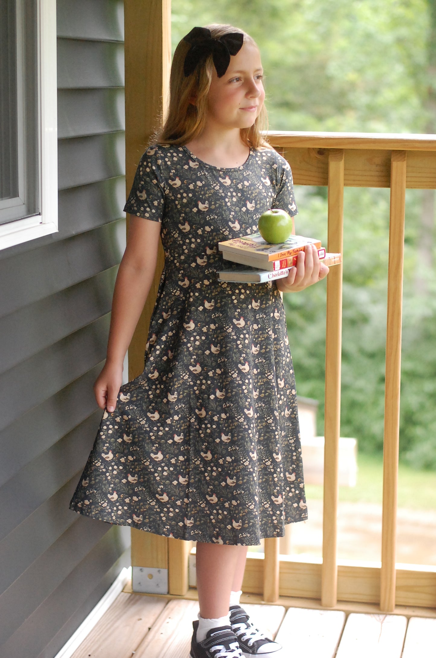 Pre-Order Girls Cotton Chicken Print Twirl Dress