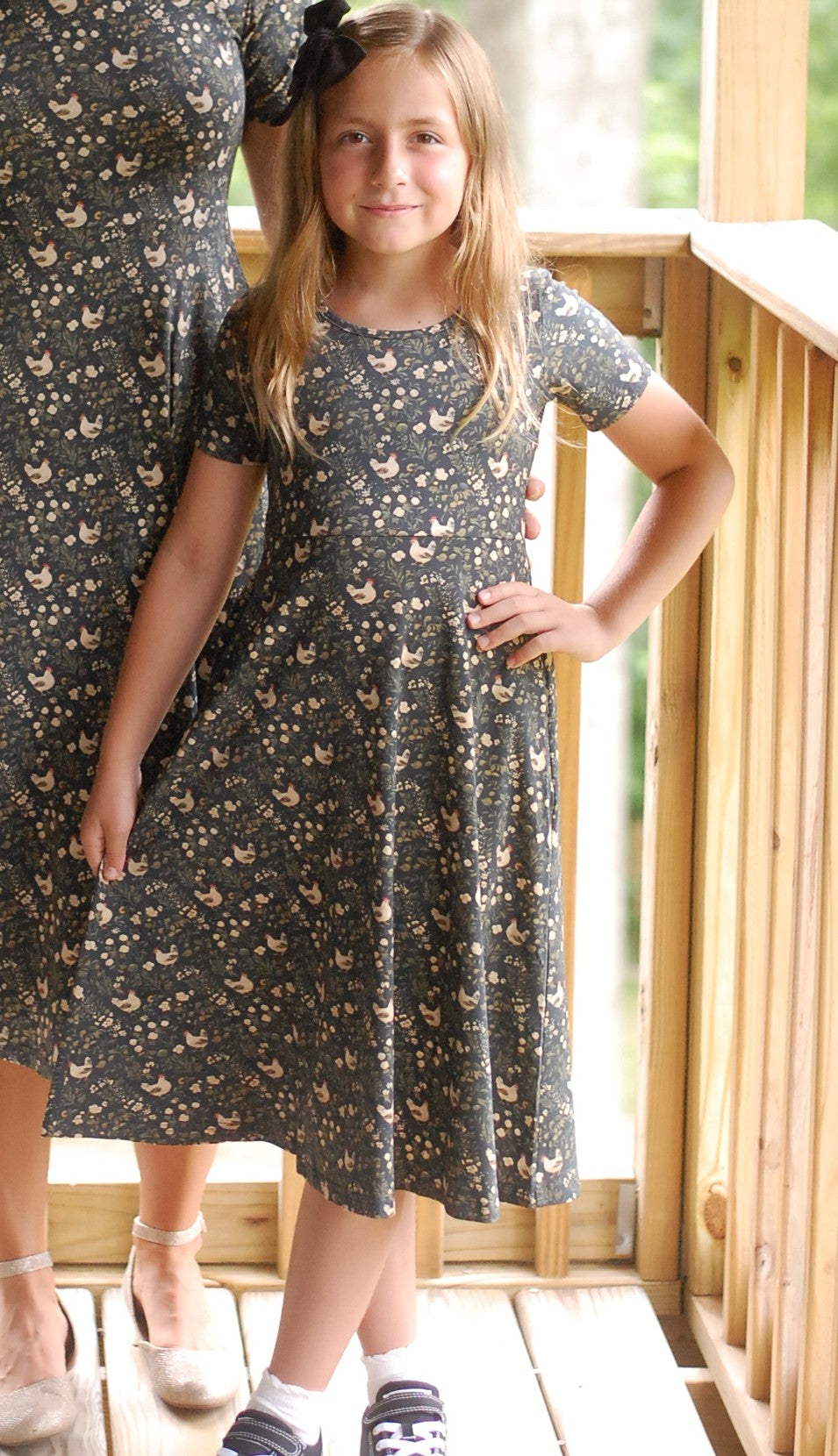 Pre-Order Girls Cotton Chicken Print Twirl Dress