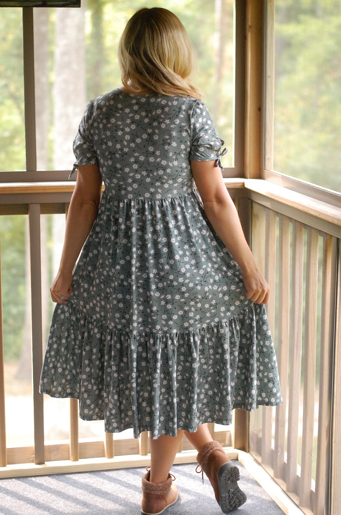 Pre-Order Cotton Daisy Blooms Tiered Midi Dress