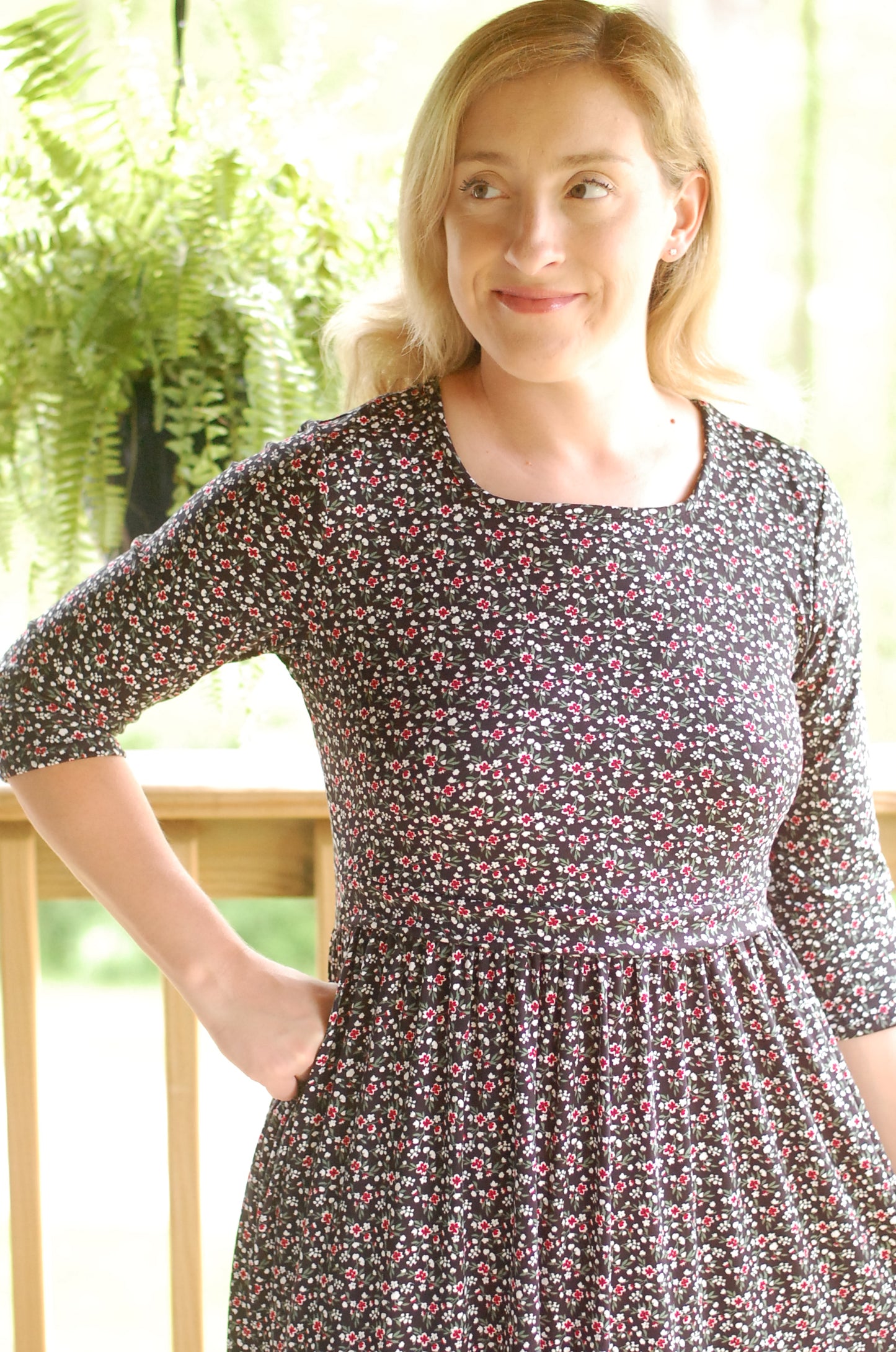 Midnight Blooms Black Floral Nursing Friendly Square Neck Tiered Dress