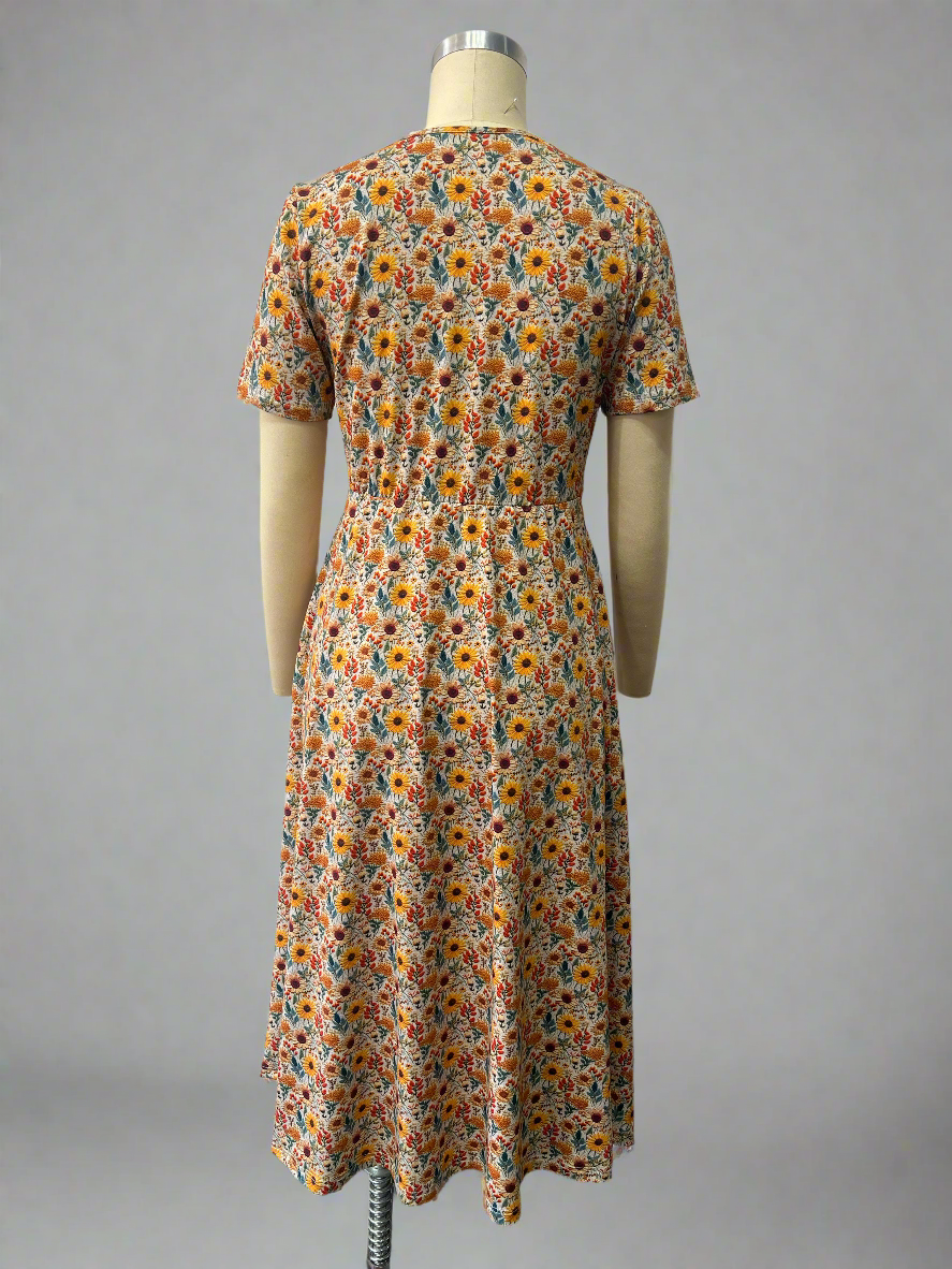 Pre-Order Cotton Sunflower Floral Nursing Friendly Twirl Dress
