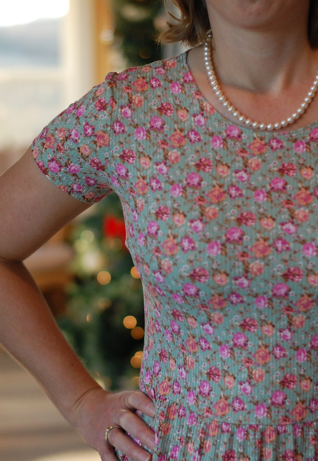 Rose Bud Tiered Dress in Mint