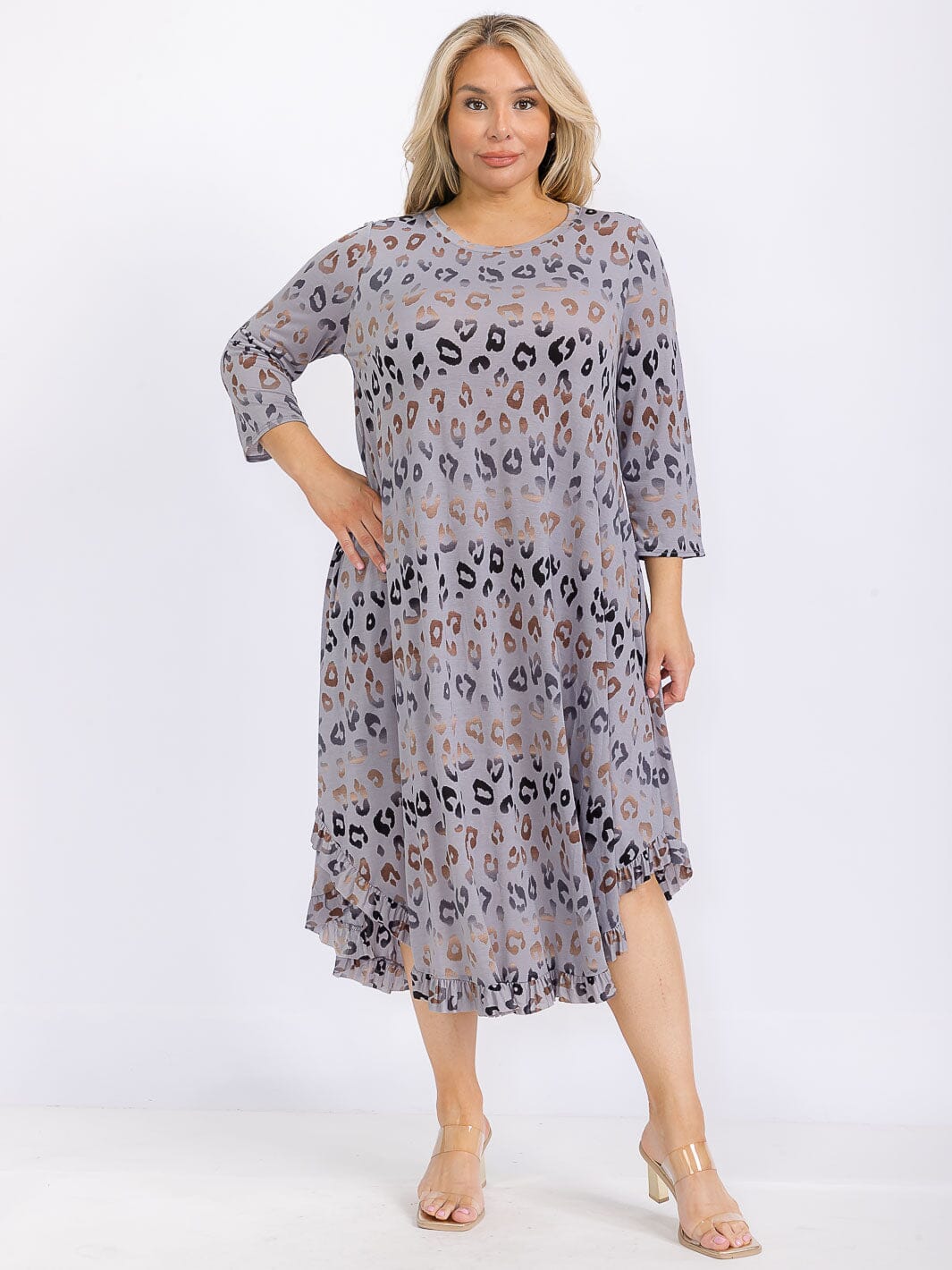 Leopard Print Comfy Dress with Ruffle