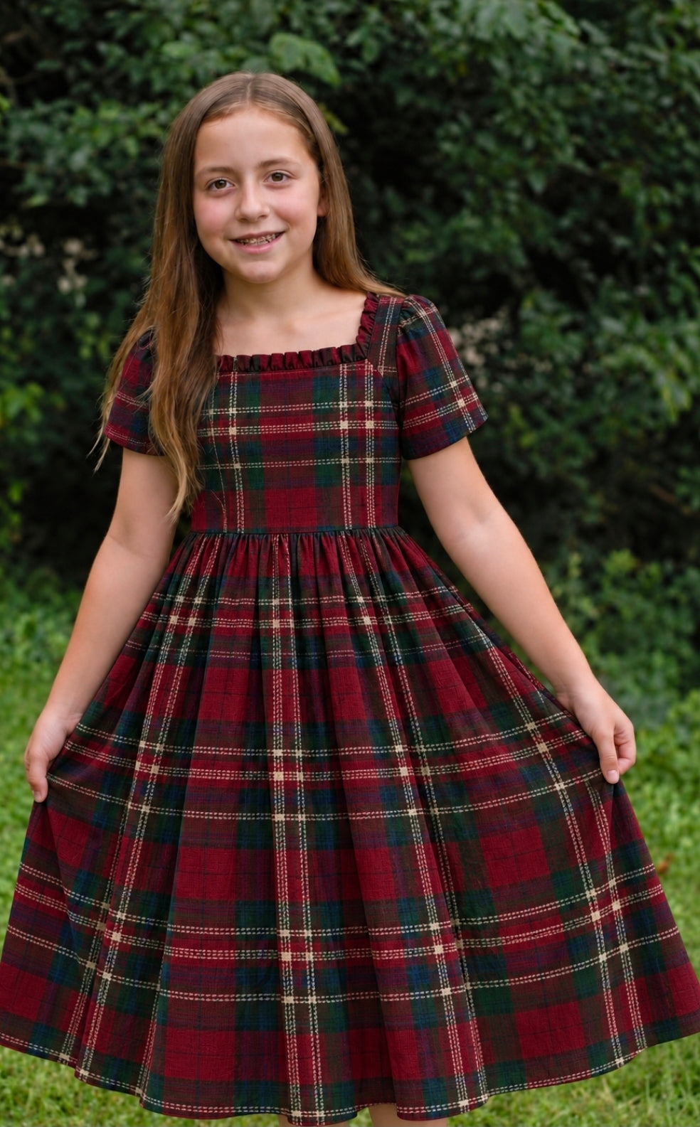 Pre-order Girls Holiday Plaid Cotton Dress
