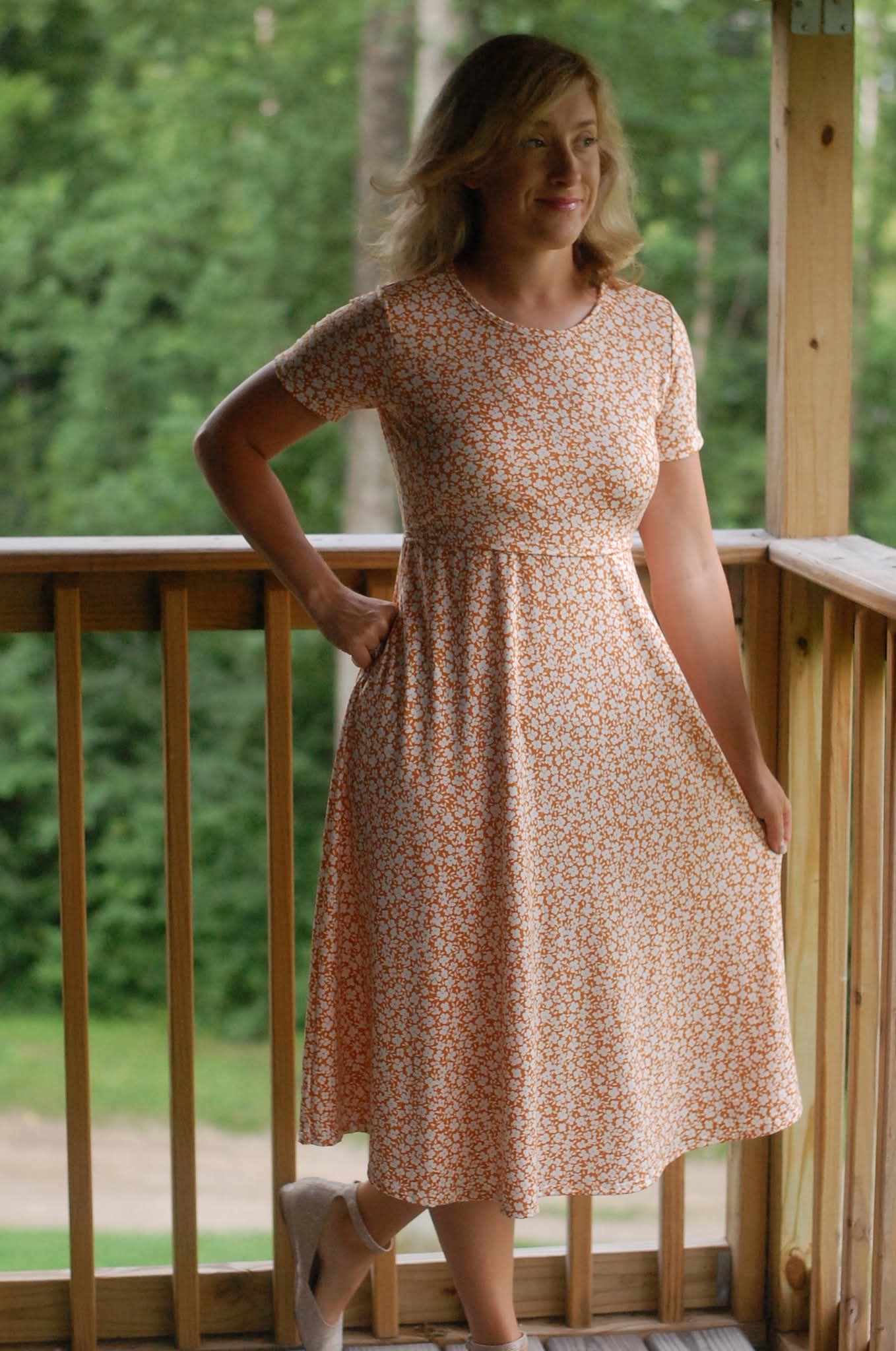 "Summer Blossom" Round Neck Twirl Nursing Friendly Dress