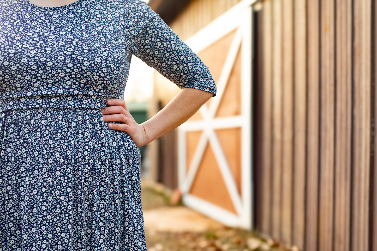 Navy Blooms Tiered Nursing Friendly Dress