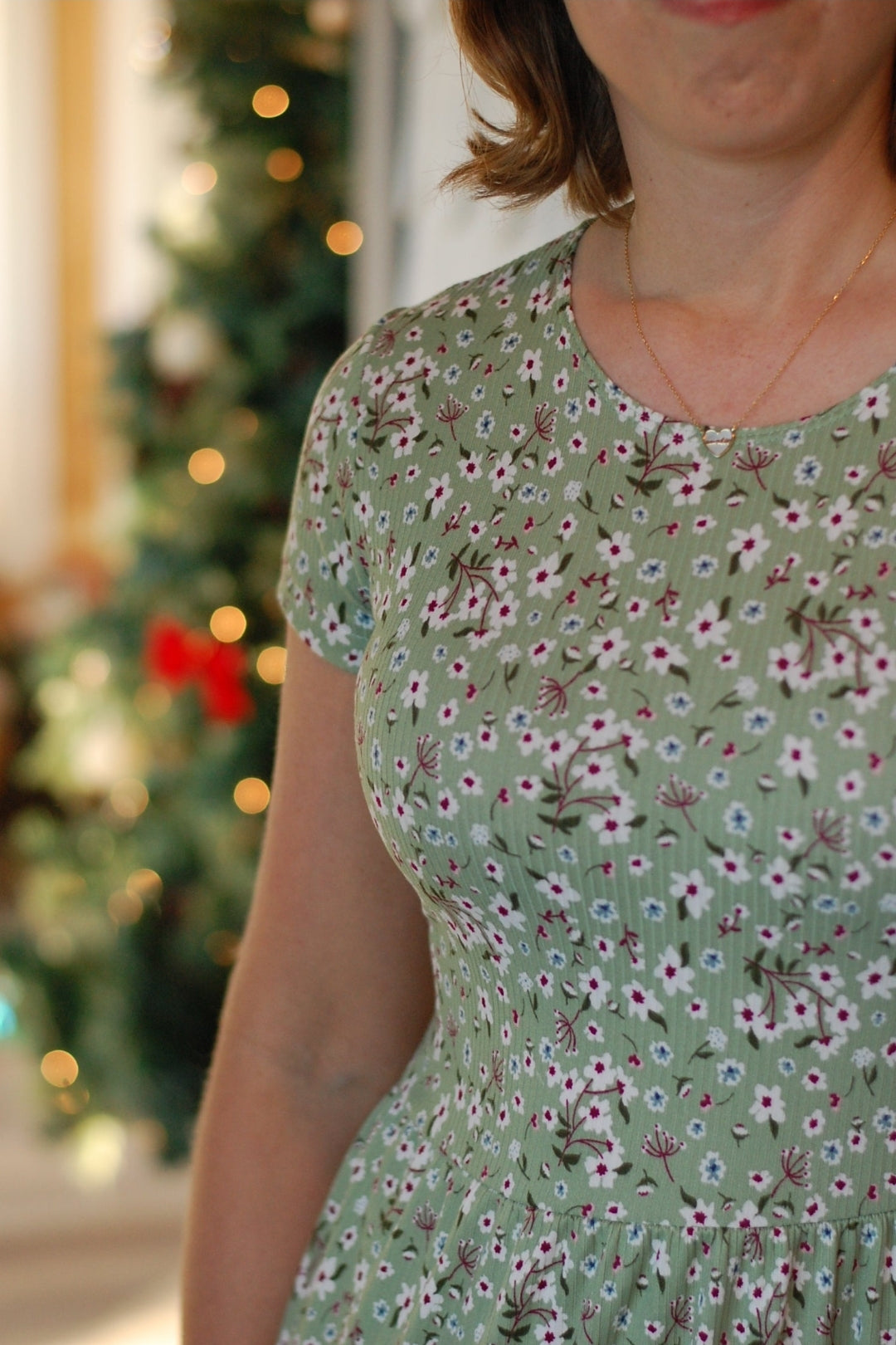Plus Size Sage Blooms Tiered Dress