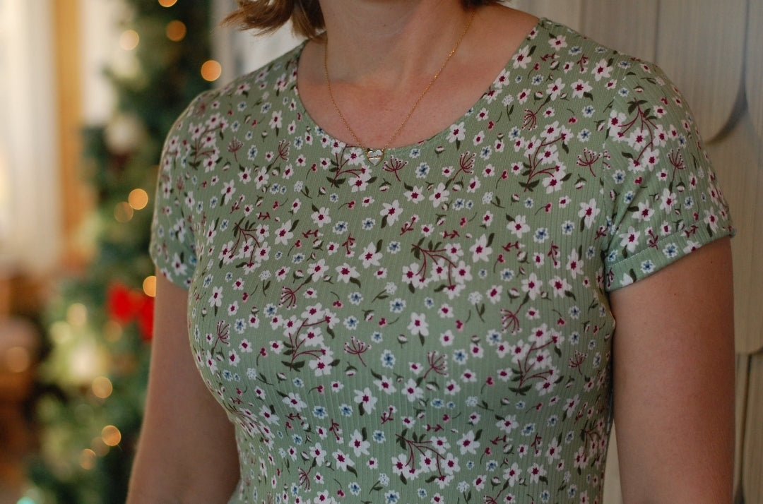 Plus Size Sage Blooms Tiered Dress