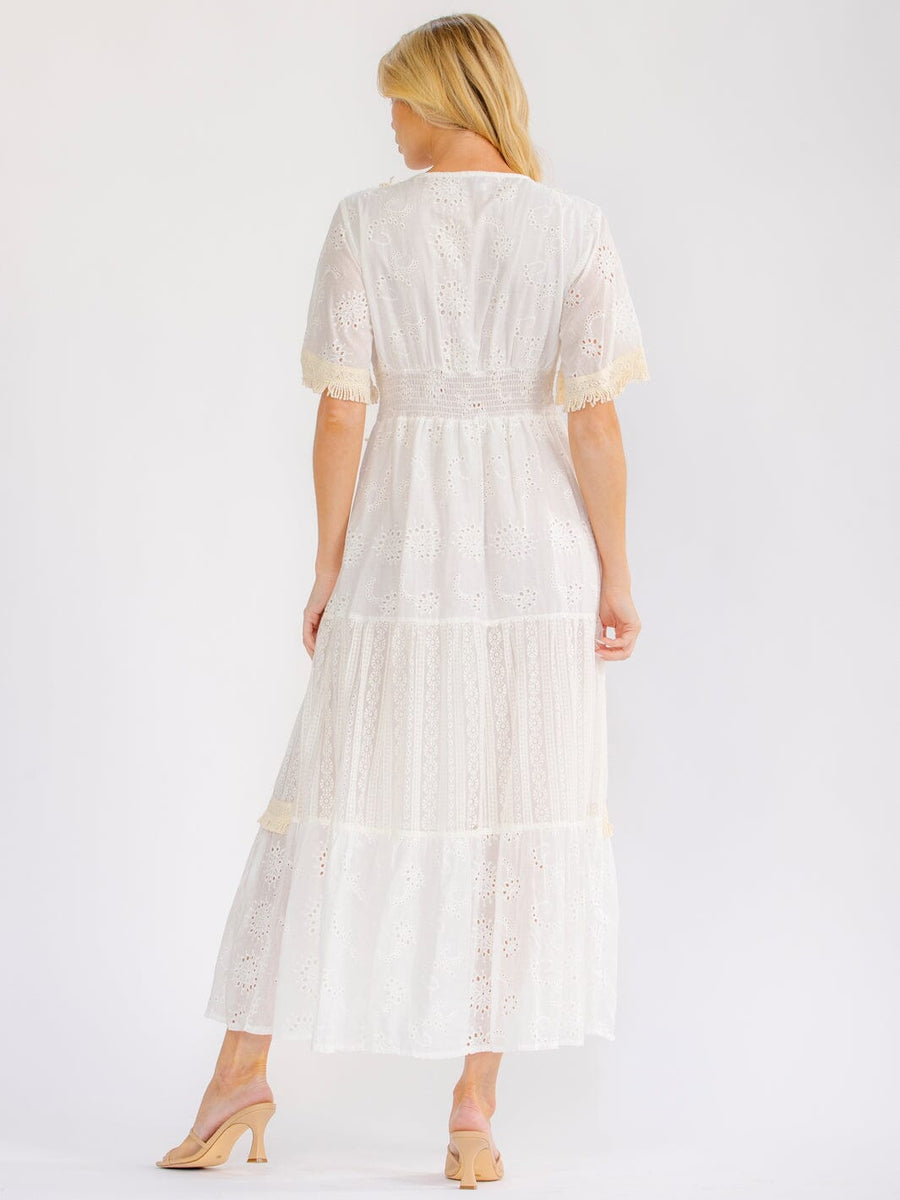 Boho Beach Vibes 100% Cotton Dress in White