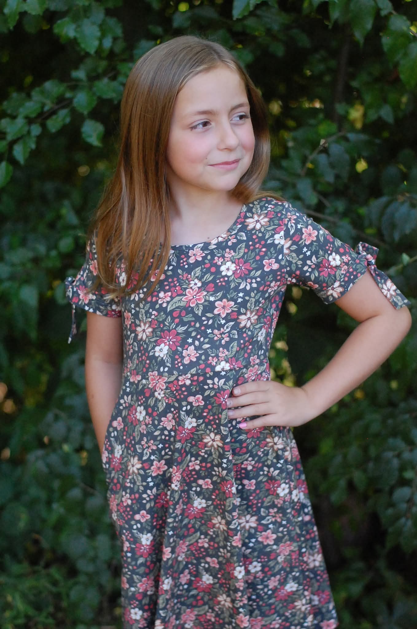 Girls Merry Blooms Cotton Twirl Dress