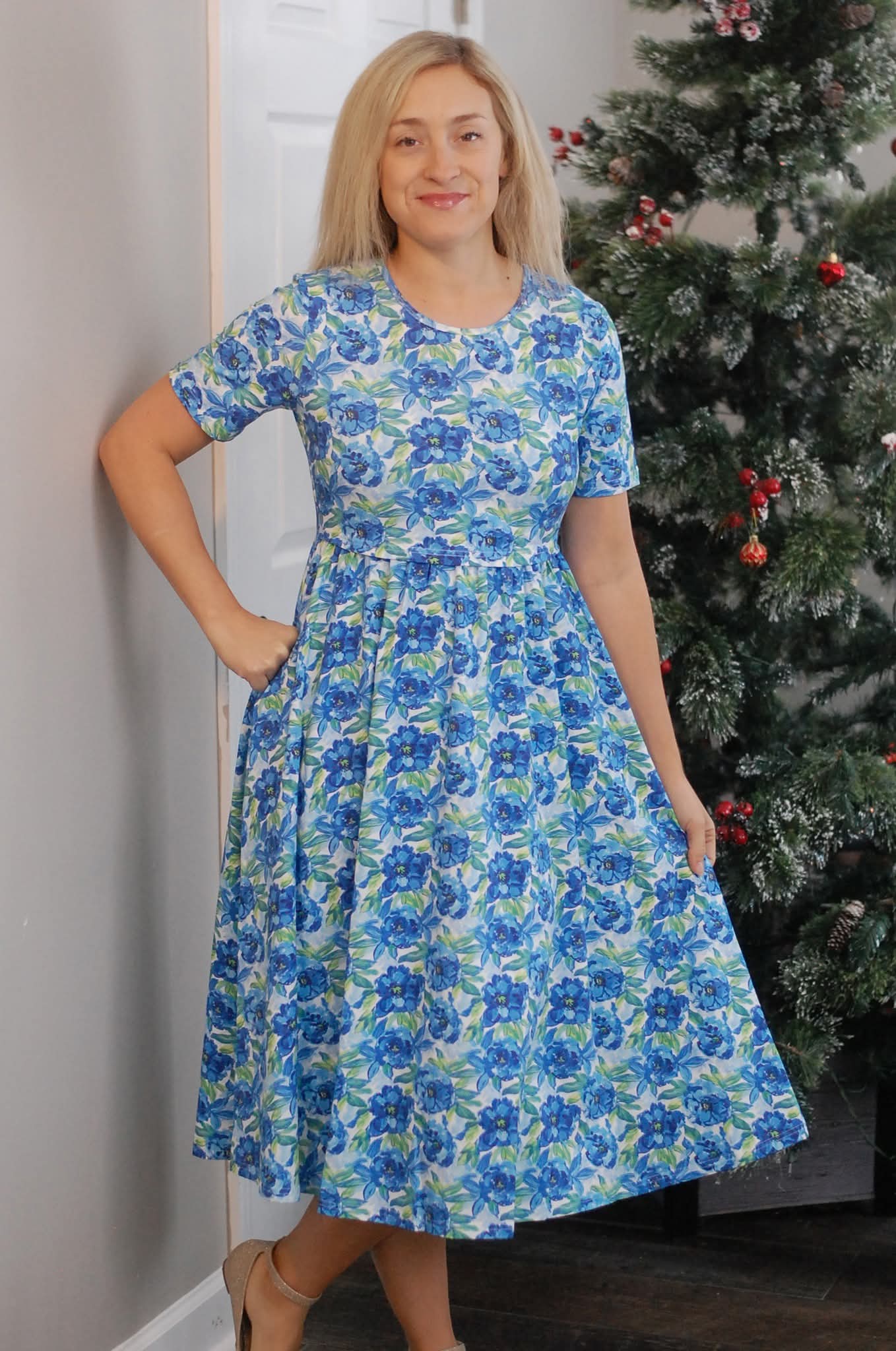 Watercolor Blooms Cotton Dress