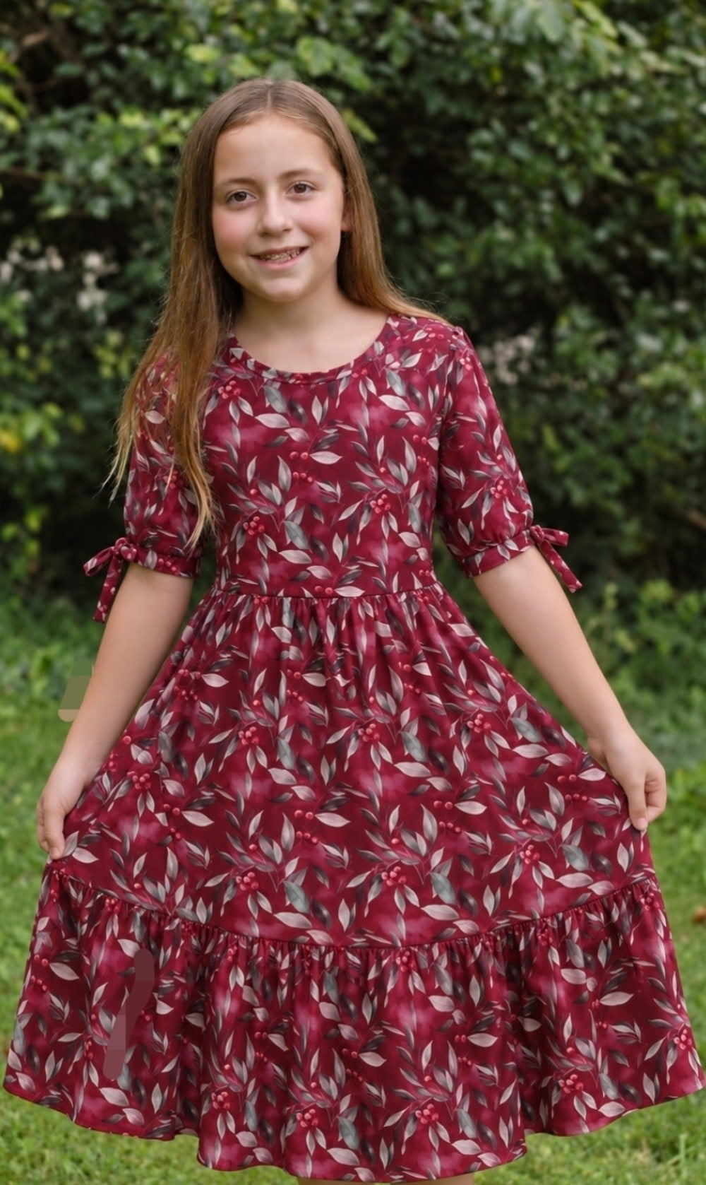 Pre-order Girls "Winterberry" Cotton Tiered Dress