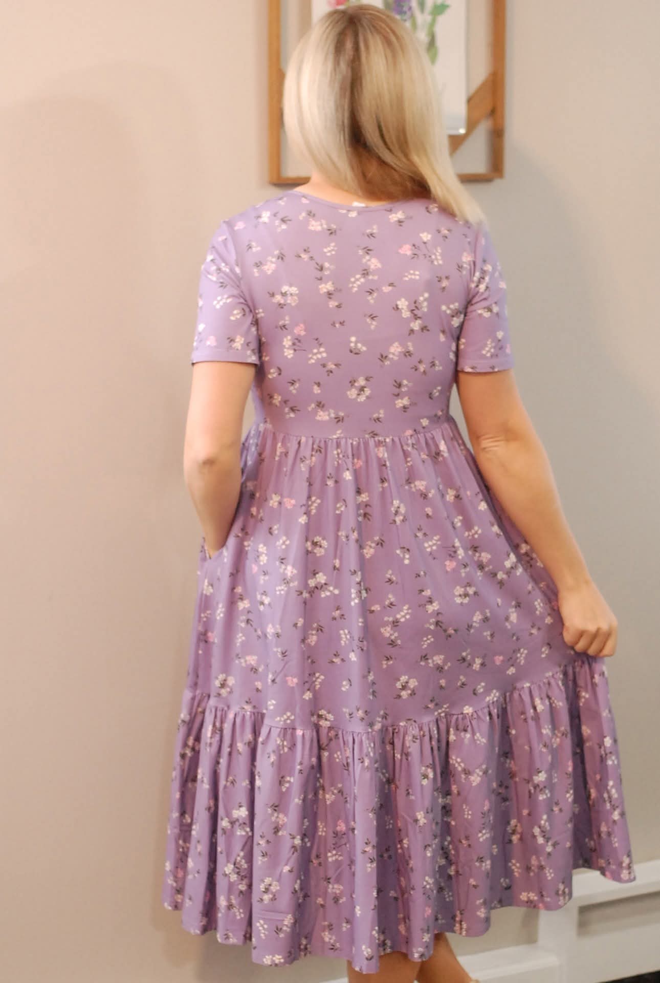 Lavender Blooms Homestead Tiered Cotton Dress