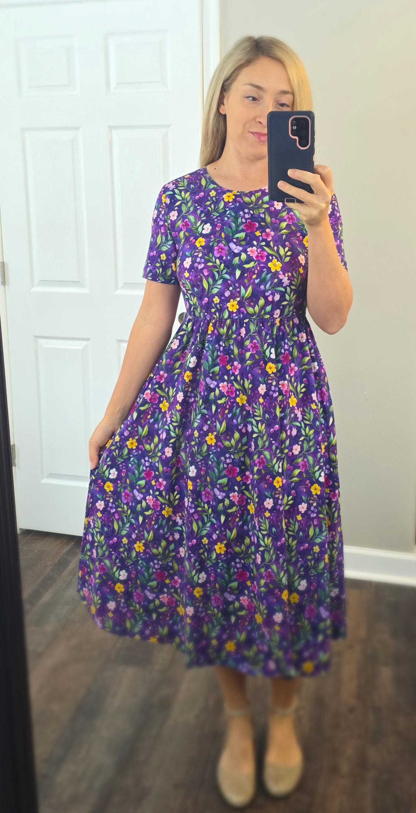 Pre-Order Cotton Violet Blooms Dress