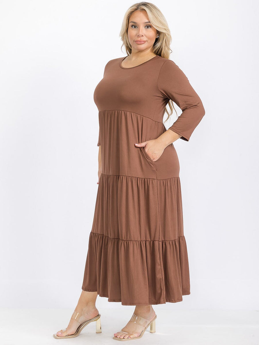 Plus Size Brown Maxi Dress