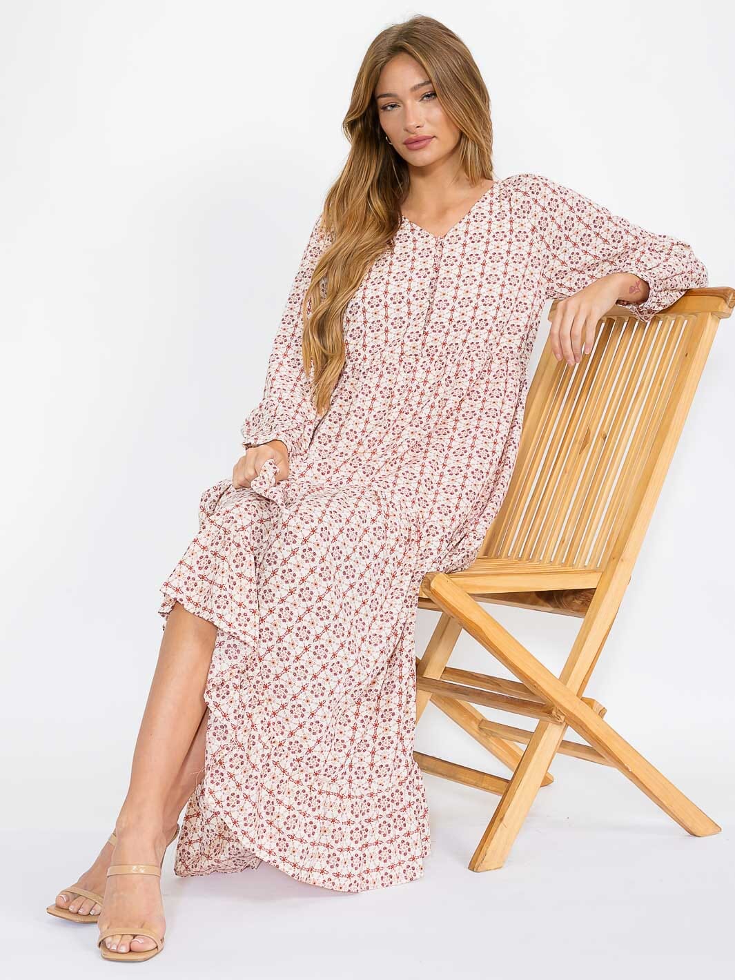 Ivory Floral Maxi Dress
