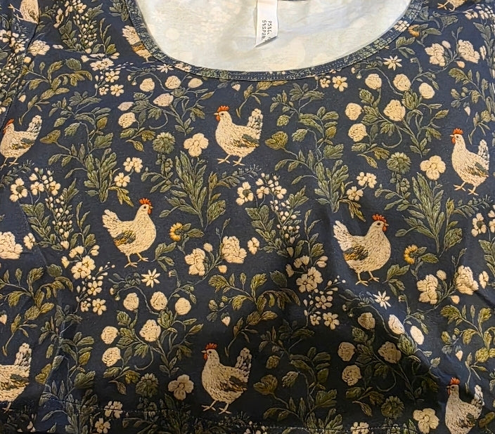 "Little Red Hen" Cotton Nursing-Friendly Homestead Midi Dress Non-Banded Style