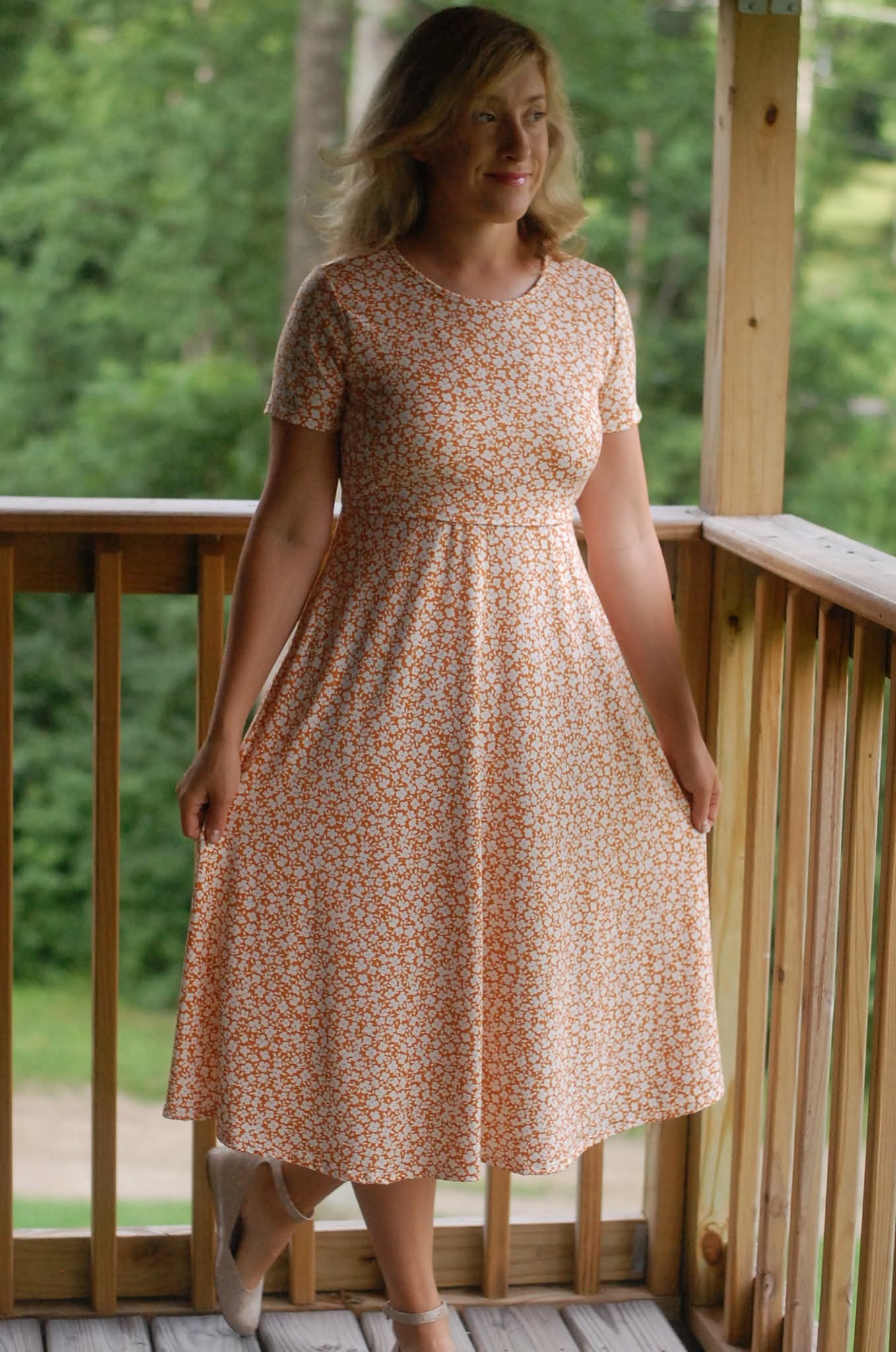 "Summer Blossom" Round Neck Twirl Nursing Friendly Dress