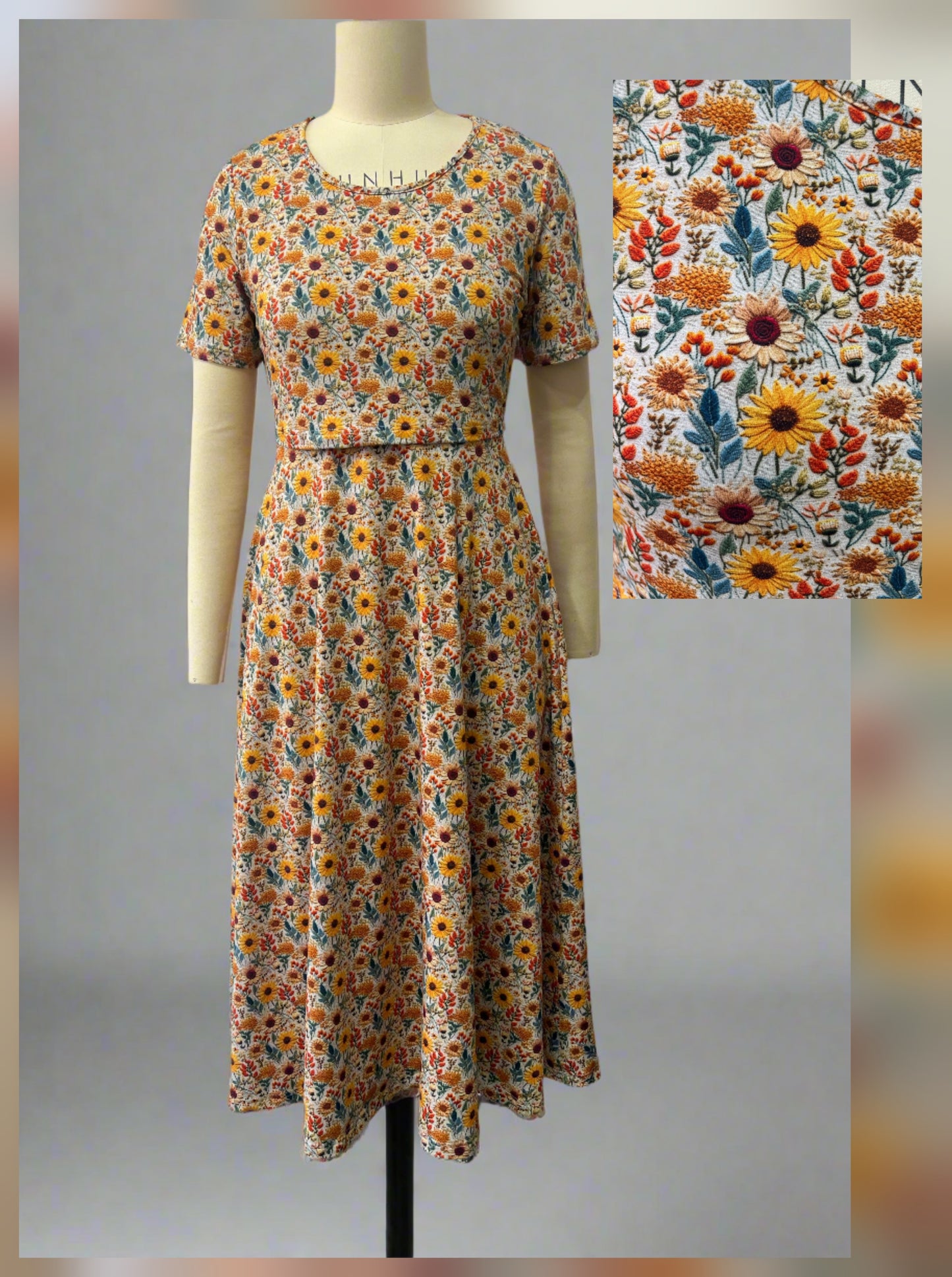 Pre-Order Cotton Sunflower Floral Nursing Friendly Twirl Dress