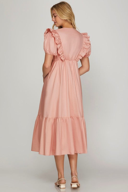 100% Cotton Blush Pink Ruffle Dress