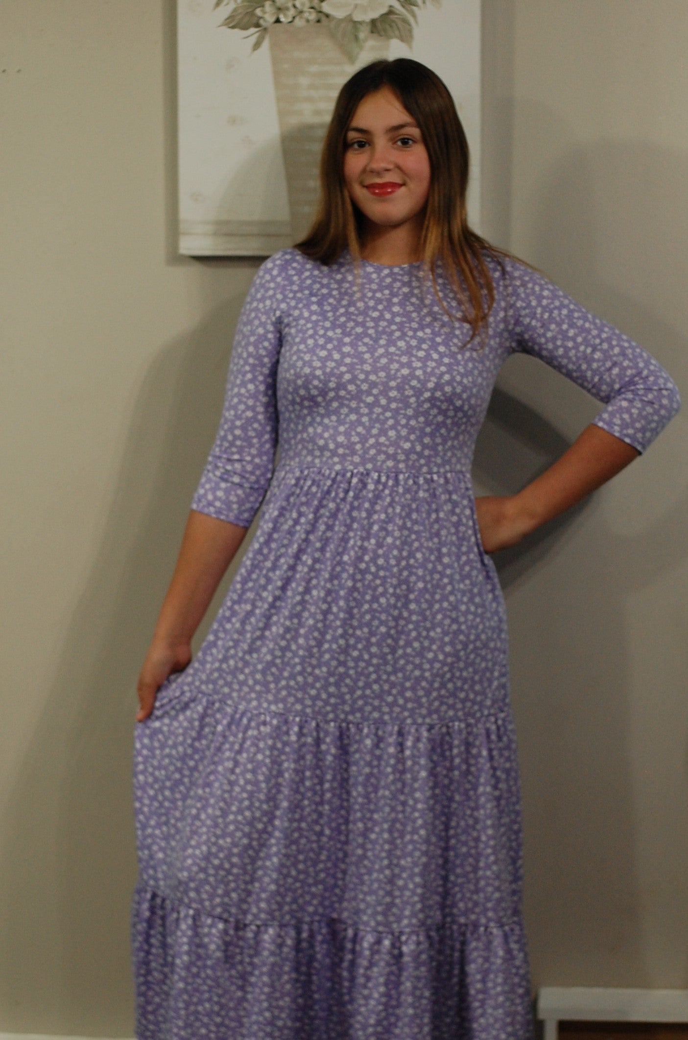 Lavender Blossoms Tiered Dress