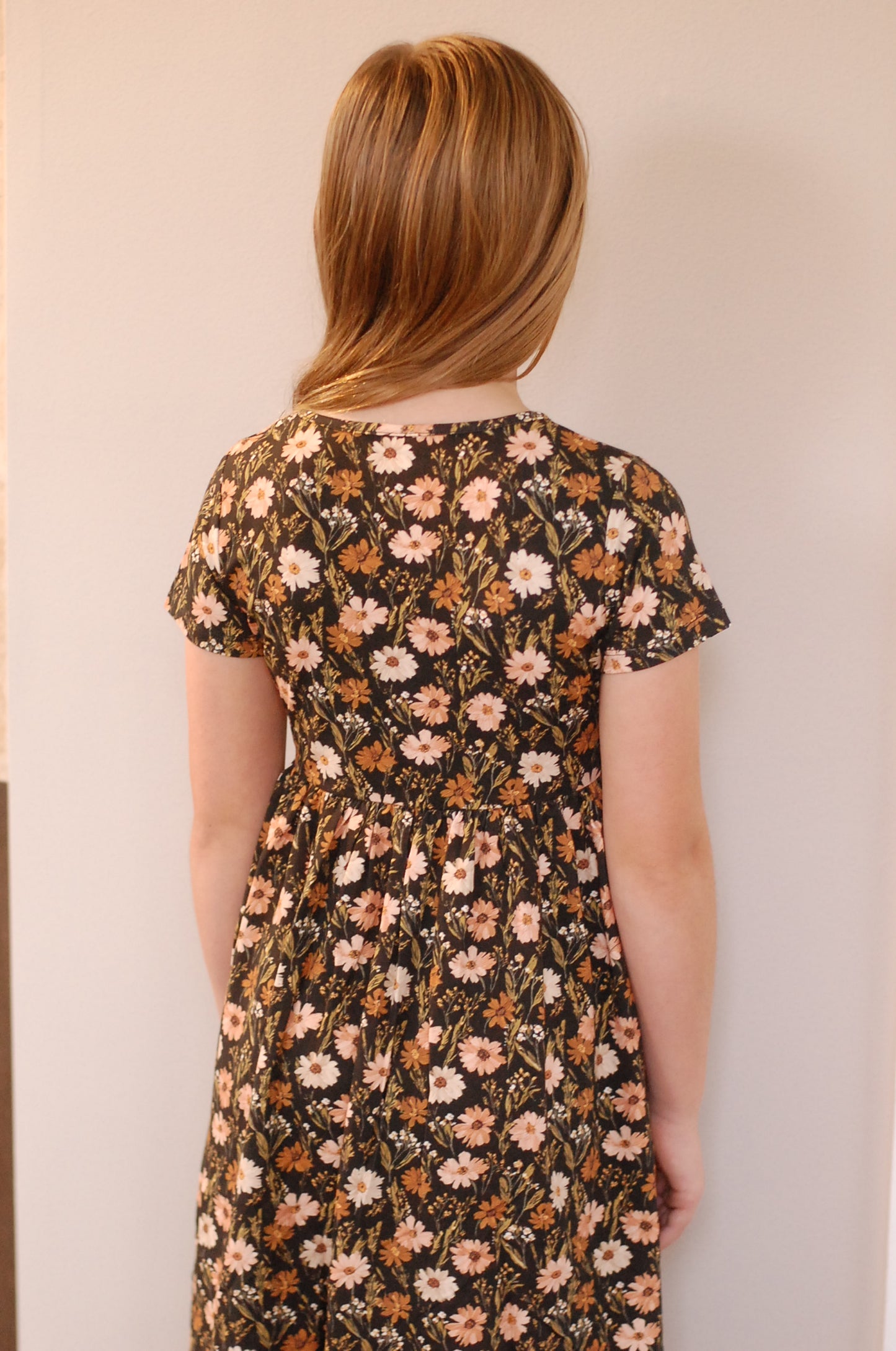 Girls Autumn Blooms Front Pocket Dress