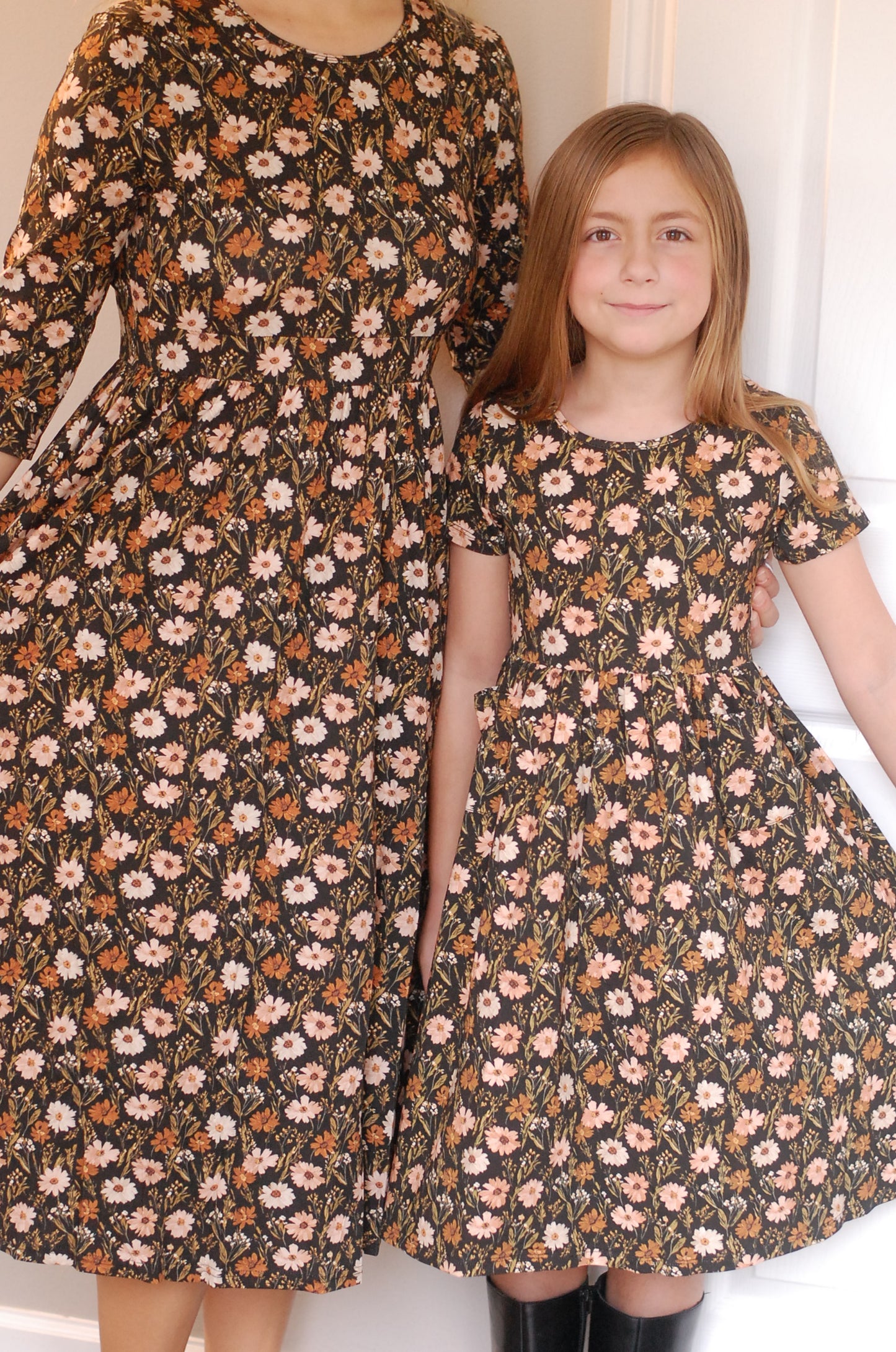 Girls Autumn Blooms Front Pocket Dress