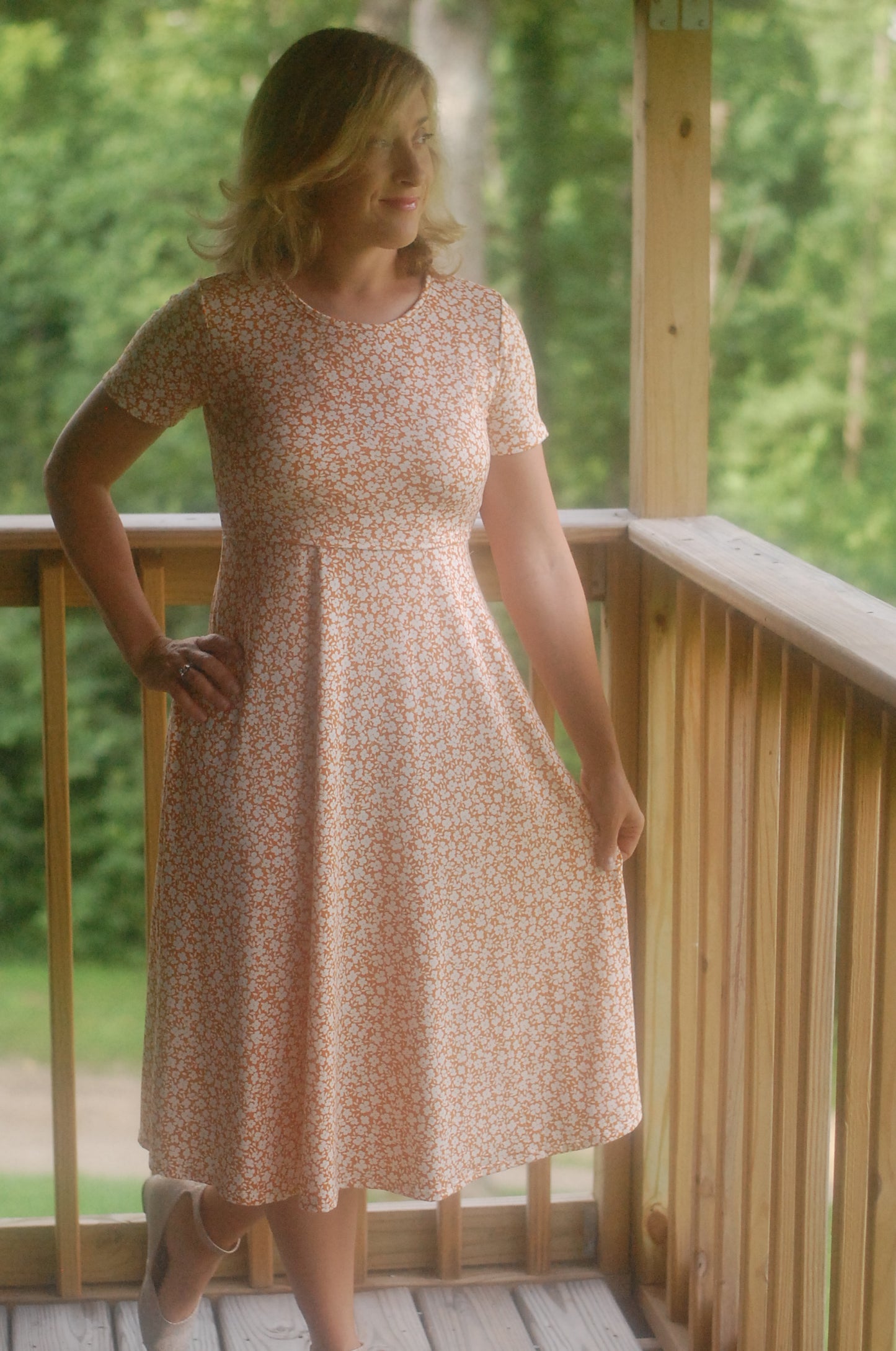 "Summer Blossom" Round Neck Twirl Nursing Friendly Dress